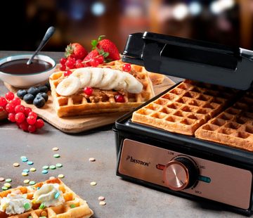 bestron Waffeleisen AWM100CO, 1600 W, für belgische Waffeln, Brüsseler Waffeleisen