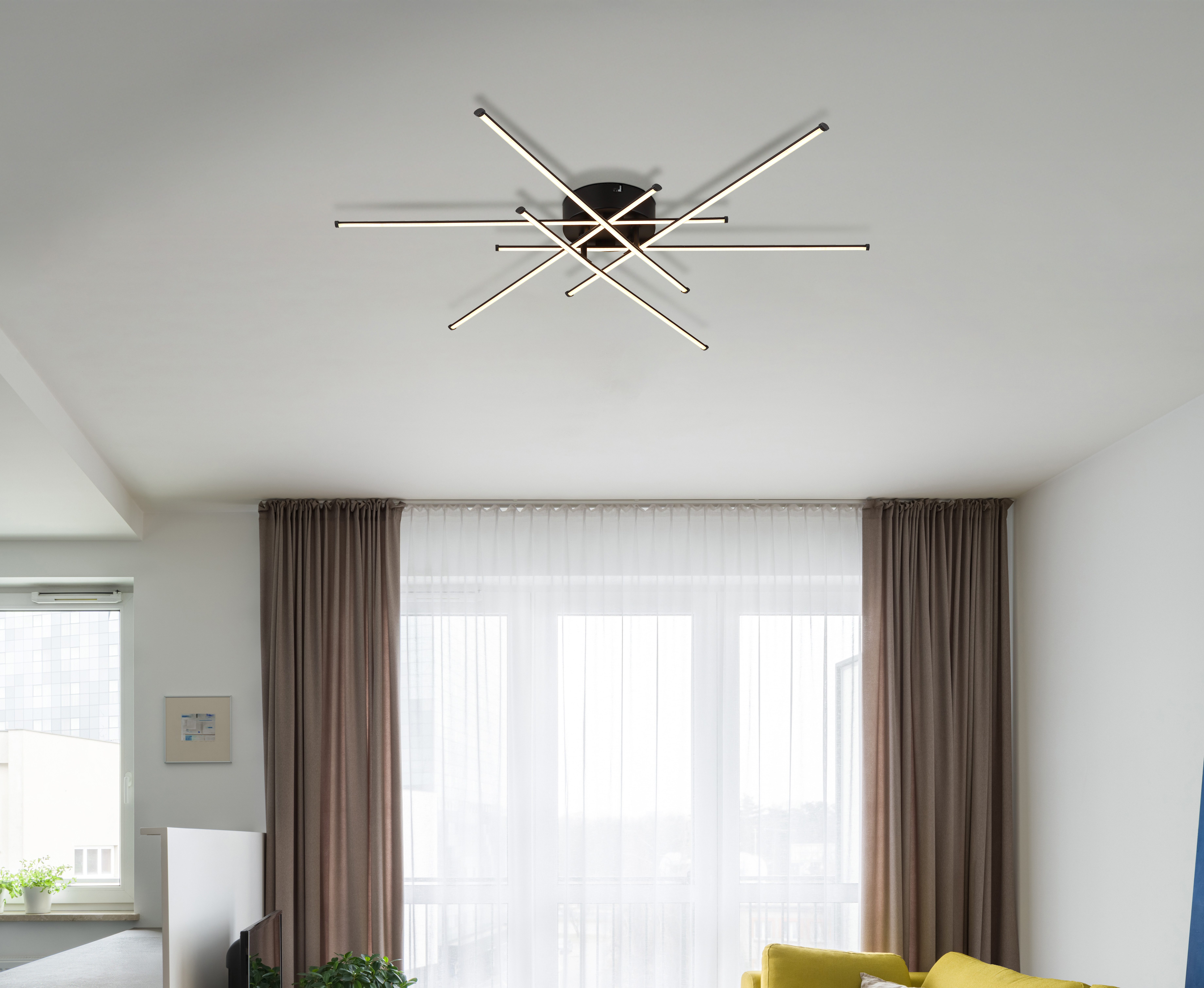 GLOBO LIGHTING Deckenleuchte LAWSON, LED fest integriert, Warmweiß, Deckenlampe Wohnzimmer-Leuchte Schlafzimmer-Leuchte Flur Küche