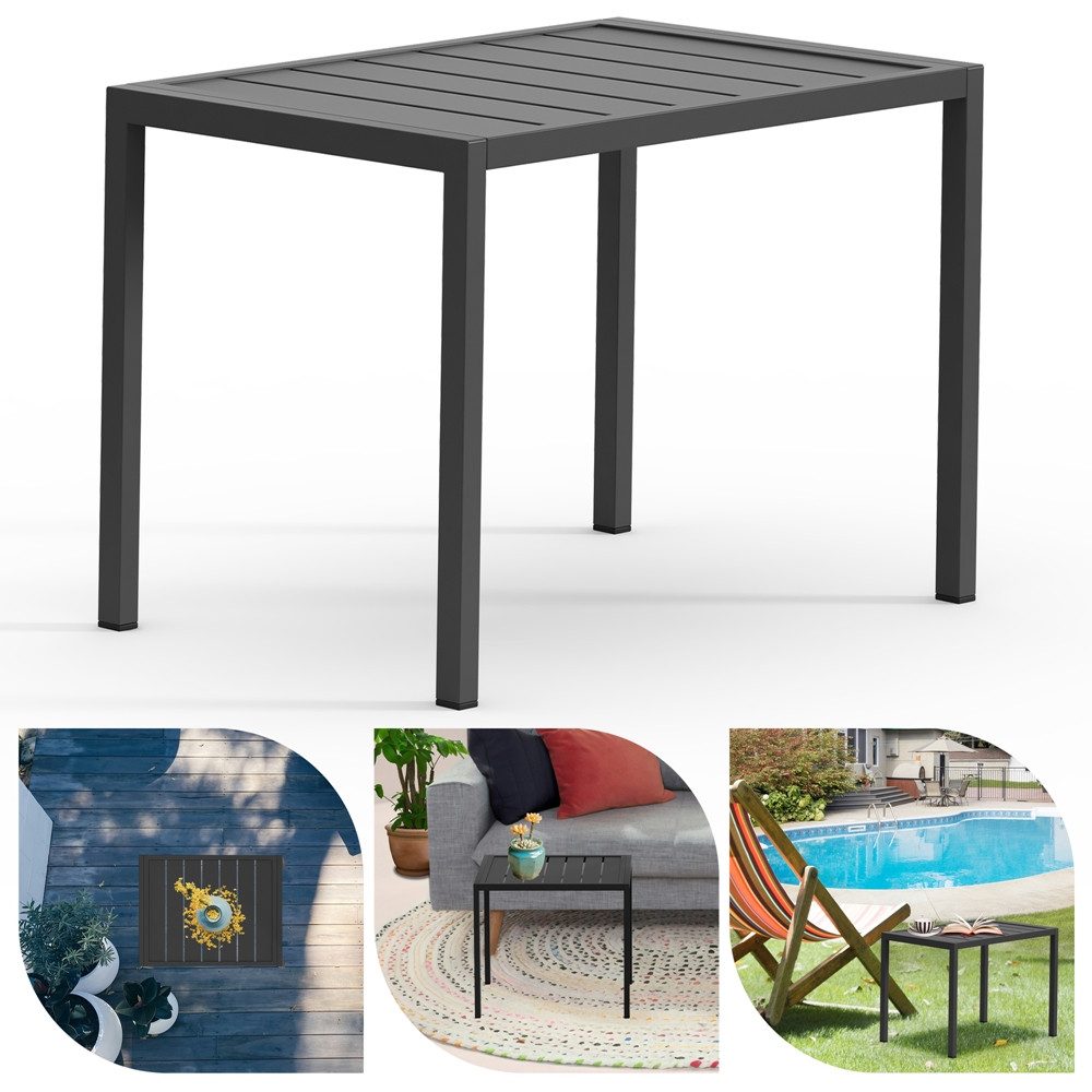 Melko Gartentisch Aluminium Beistell Balkontisch rechteckig Terrassentisch günstig online kaufen