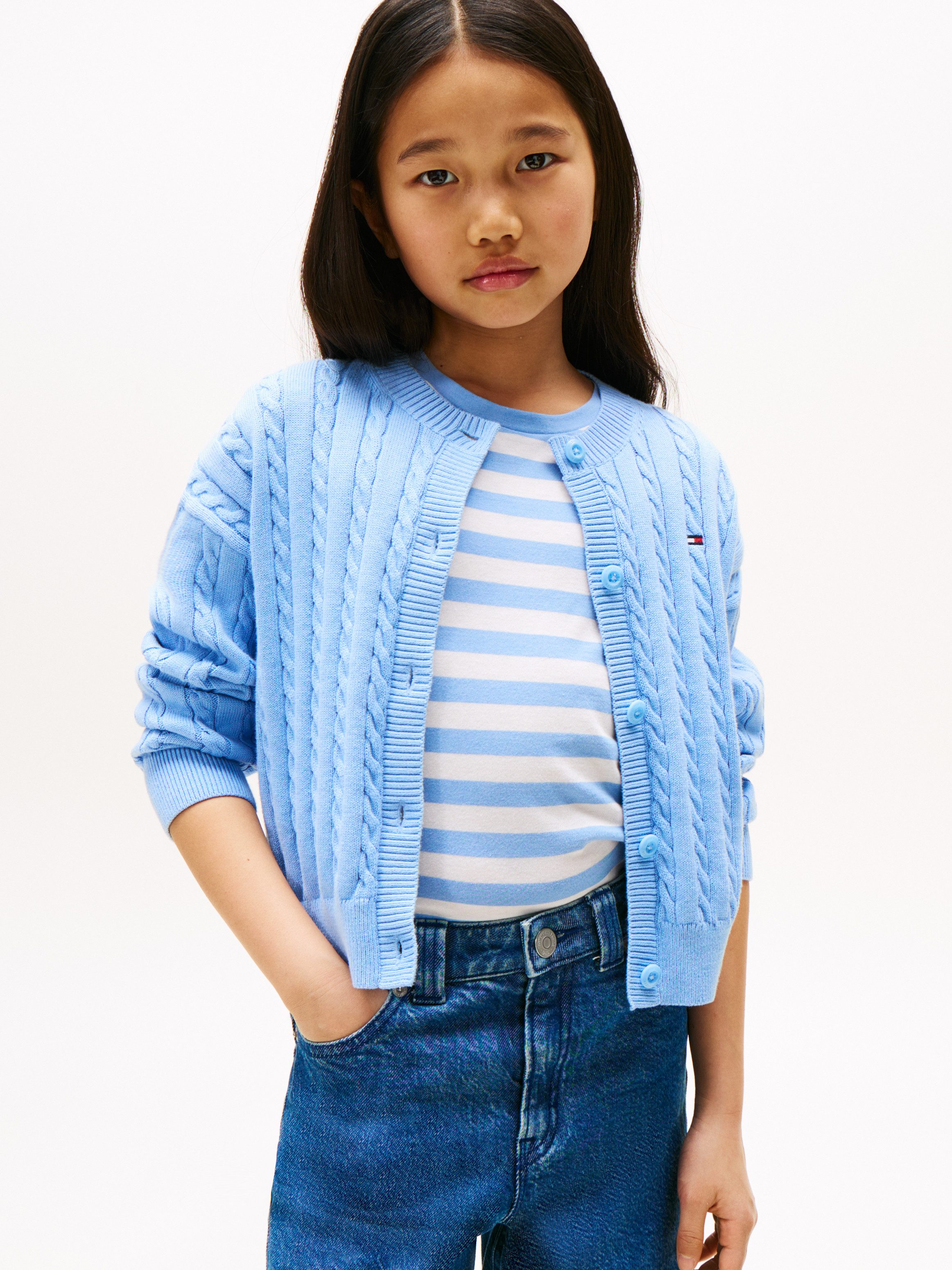 Tommy Hilfiger Strickjacke CABLE CARDIGAN für Kinder bis 16 Jahre, mit Zopfmuster