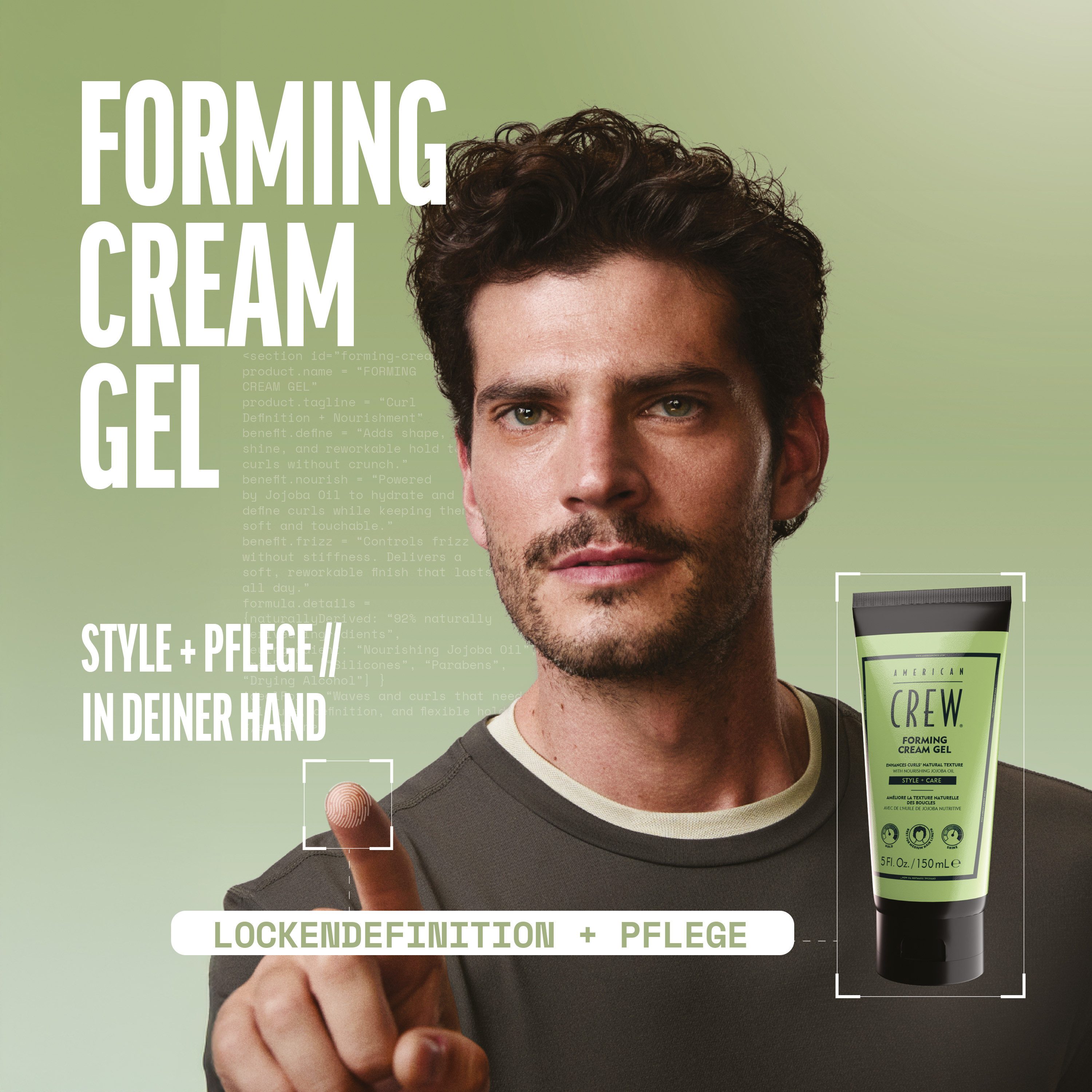American Crew Haargel FORMING CREAM GEL, 1-tlg., mittlerer Halt, für lockiges Haar, mit Jojobaöl