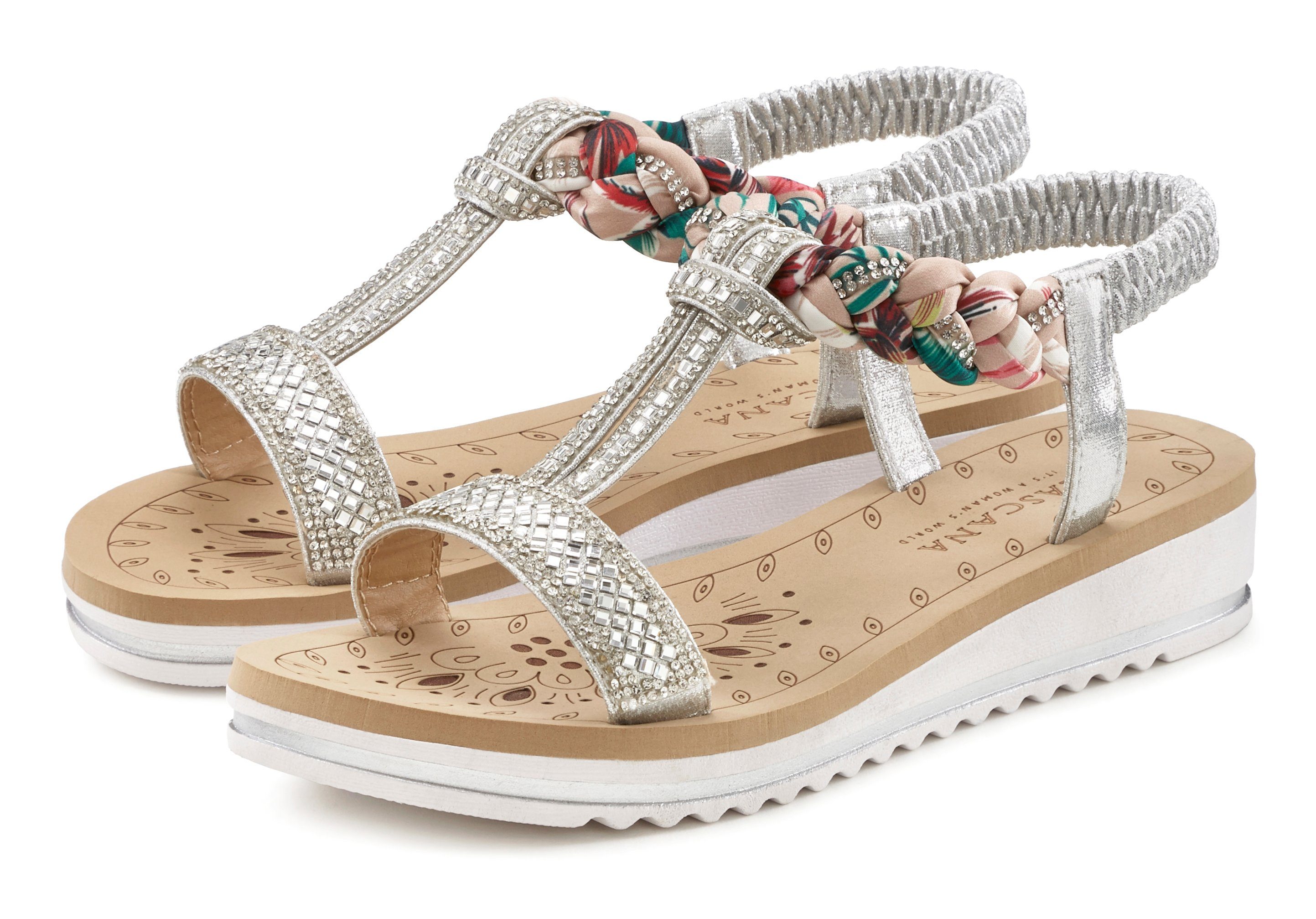LASCANA Sandale mit elastischen Riemchen und Schmucksteinen online kaufen |  OTTO