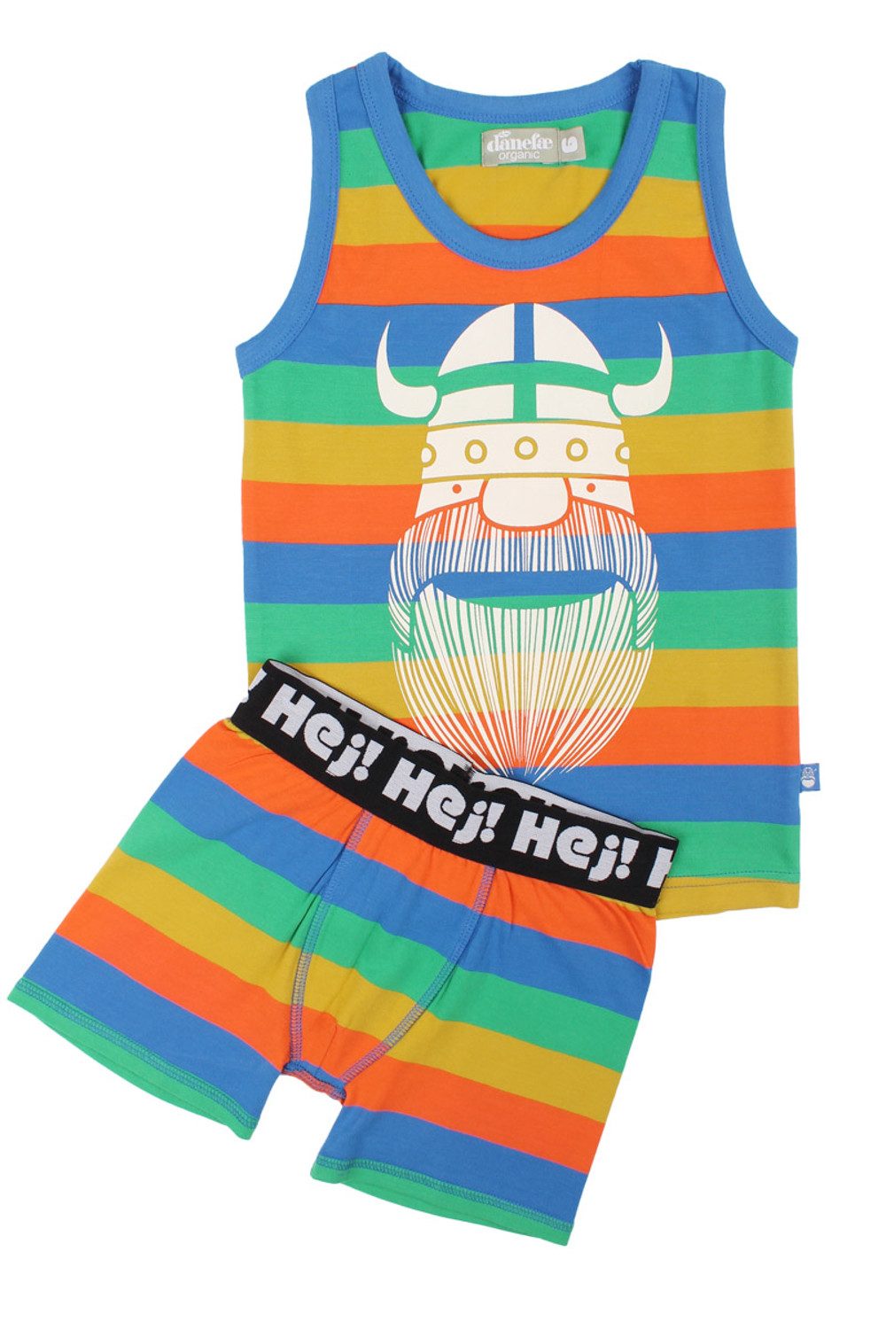 Danefae Unterhemd Danefae Unterwäsche Set mit bunten Streifen und Wikinger Erik Streifen