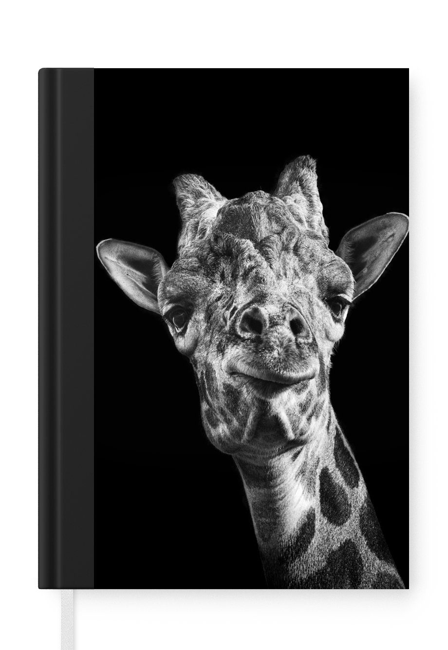 MuchoWow Notizbuch Giraffe - Tier - Schwarz - Weiß, Journal, Merkzettel, Tagebuch, Notizheft, A5, 98 Seiten, Haushaltsbuch