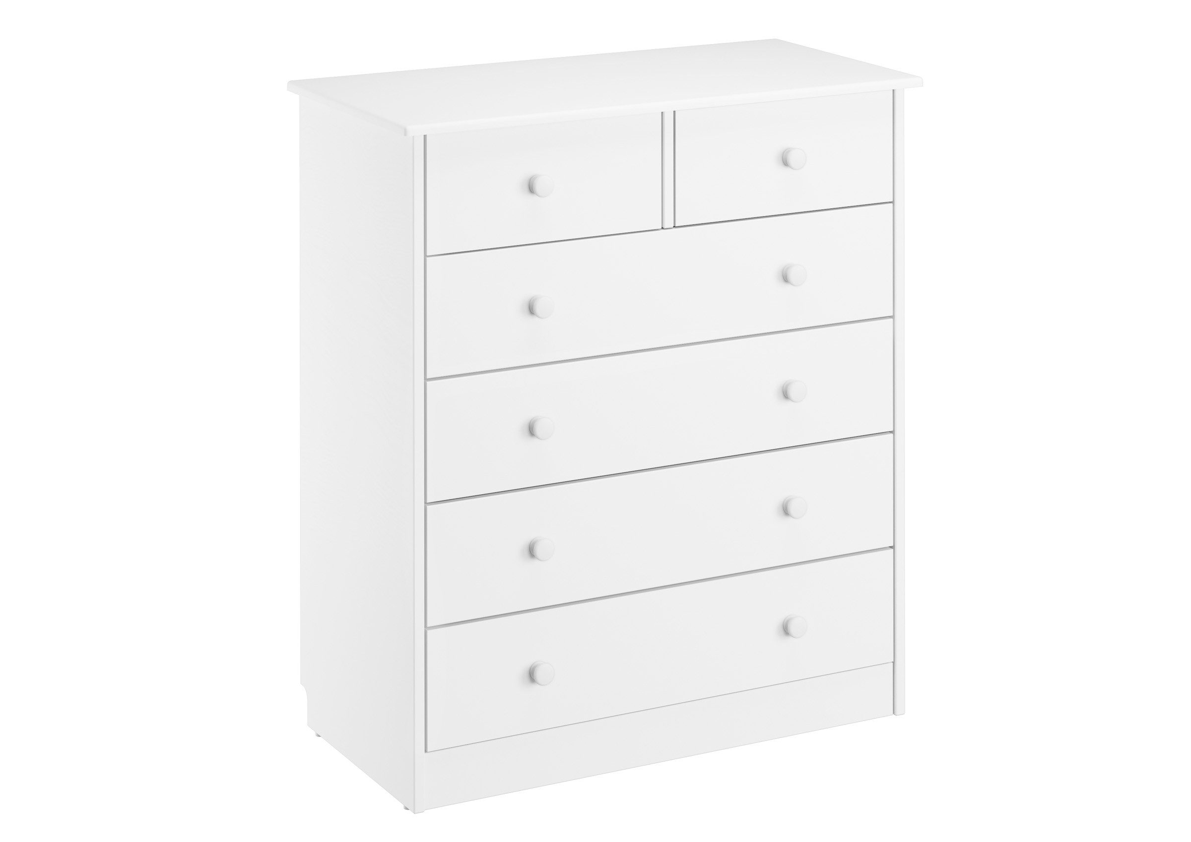 ERST-HOLZ Sideboard Kommode Weiß Sideboard Anrichte Kiefer Massiv 6 Schubladen, 90.50-13W - Kommode Kiefer weiß-6 Schubladen