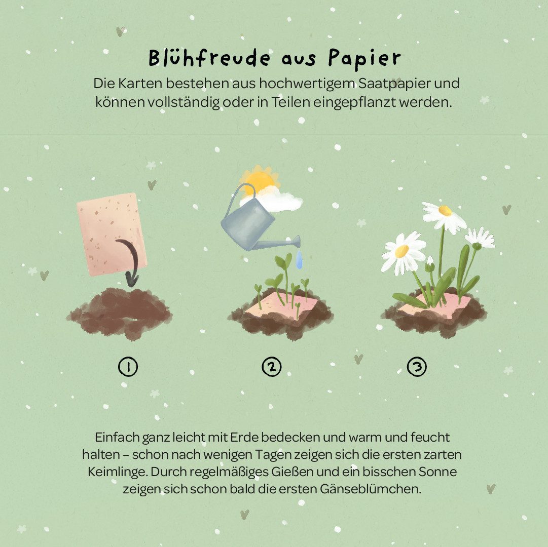 Die Stadtgärtner Dankeskarte Wachsende Grußkarte mit Saatgut, Wertschätzung & Dankbarkeit, Zum Einpflanzen, mit Wildblumensamen, innen unbedruckt