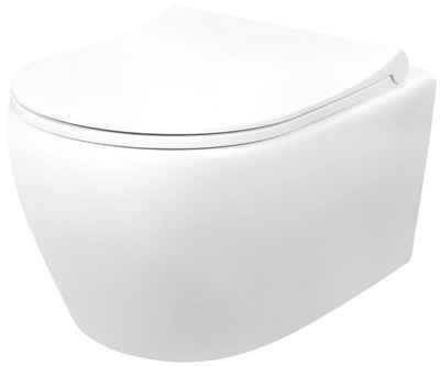 Aloni Tiefspül-WC AL5513+AL0411, Wandmontage, Abgang waagerecht, Spülrandloses Wand Hänge WC Spülrandlos Toilette Normal WC +