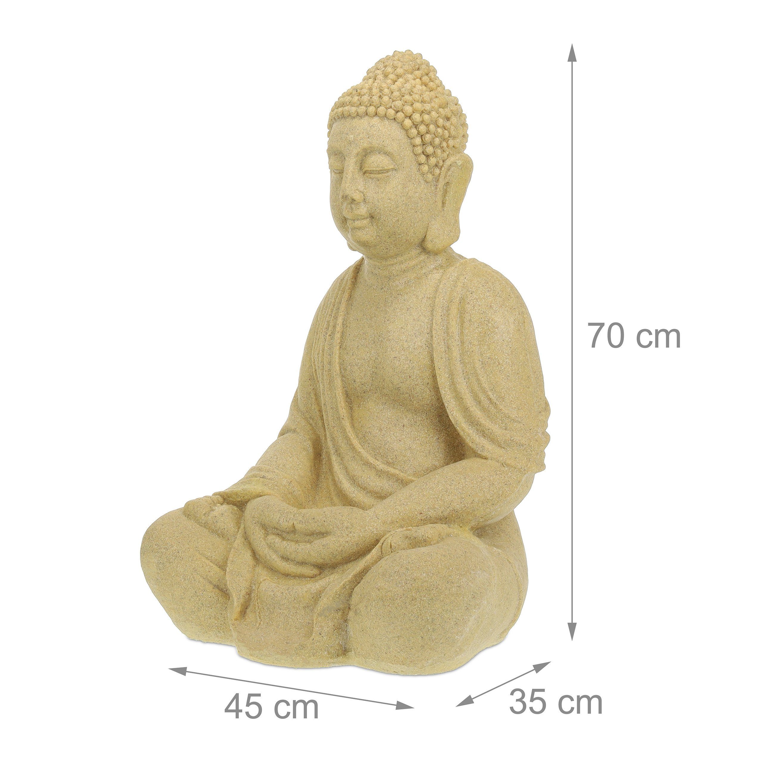 relaxdays Buddhafigur Beige Buddha cm, 70 Sand Figur