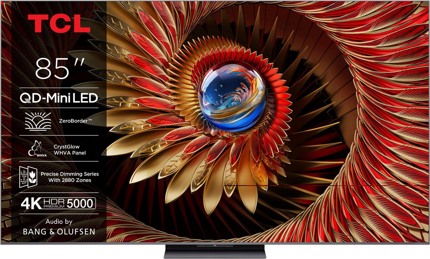 TCL 85Q8CX7 QLED Mini LED-Fernseher (215 cm/85 Zoll, 4K Ultra HD, Google TV, Smart-TV, Audio von Bang & Olufsen, Smart TV, Apple TV, 144Hz, 4K HDR, Multi-HDR) schwarz ! RABATT: 22.77% TCL 85Q8CX7 QLED Mini LED-Fernseher (215 cm/85 Zoll, 4K Ultra HD, Google TV, Smart-TV, Audio von Bang & Olufsen, Smart TV, Apple TV, 144Hz, 4K HDR, Multi-HDR) schwarz ! RABATT: 22.77%