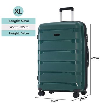 BlingBin Kofferset PP-Materialkoffer, (3 tlg., M-L-XL Koffer), Universalräder, Innenfächer, TSA-Schlössern, 360° - Rollen