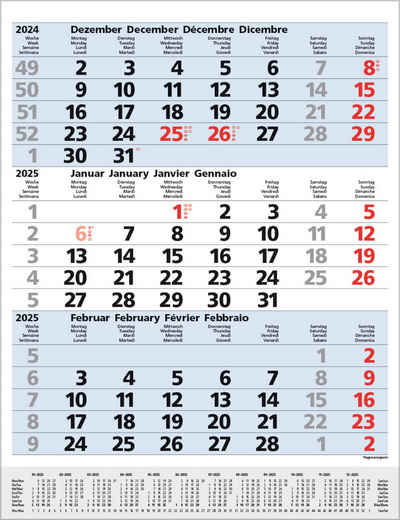 Korsch Verlag Terminkalender 3-Monats-Planer Comfort Blau 2025