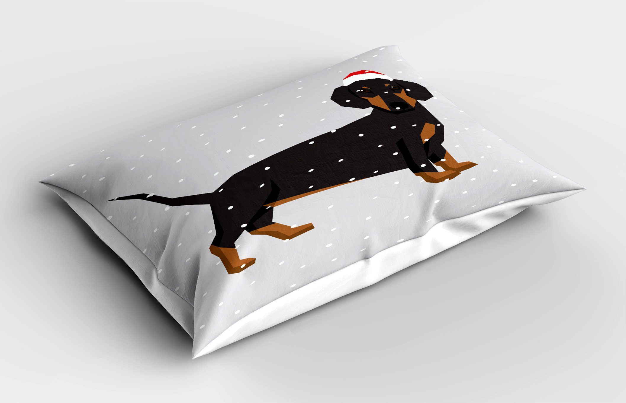 Schnee (1 Dekorativer Gedruckter Dackel Abakuhaus Hund Standard trägt Stück), Kissenbezug, Kissenbezüge Weihnachtsmütze King Size