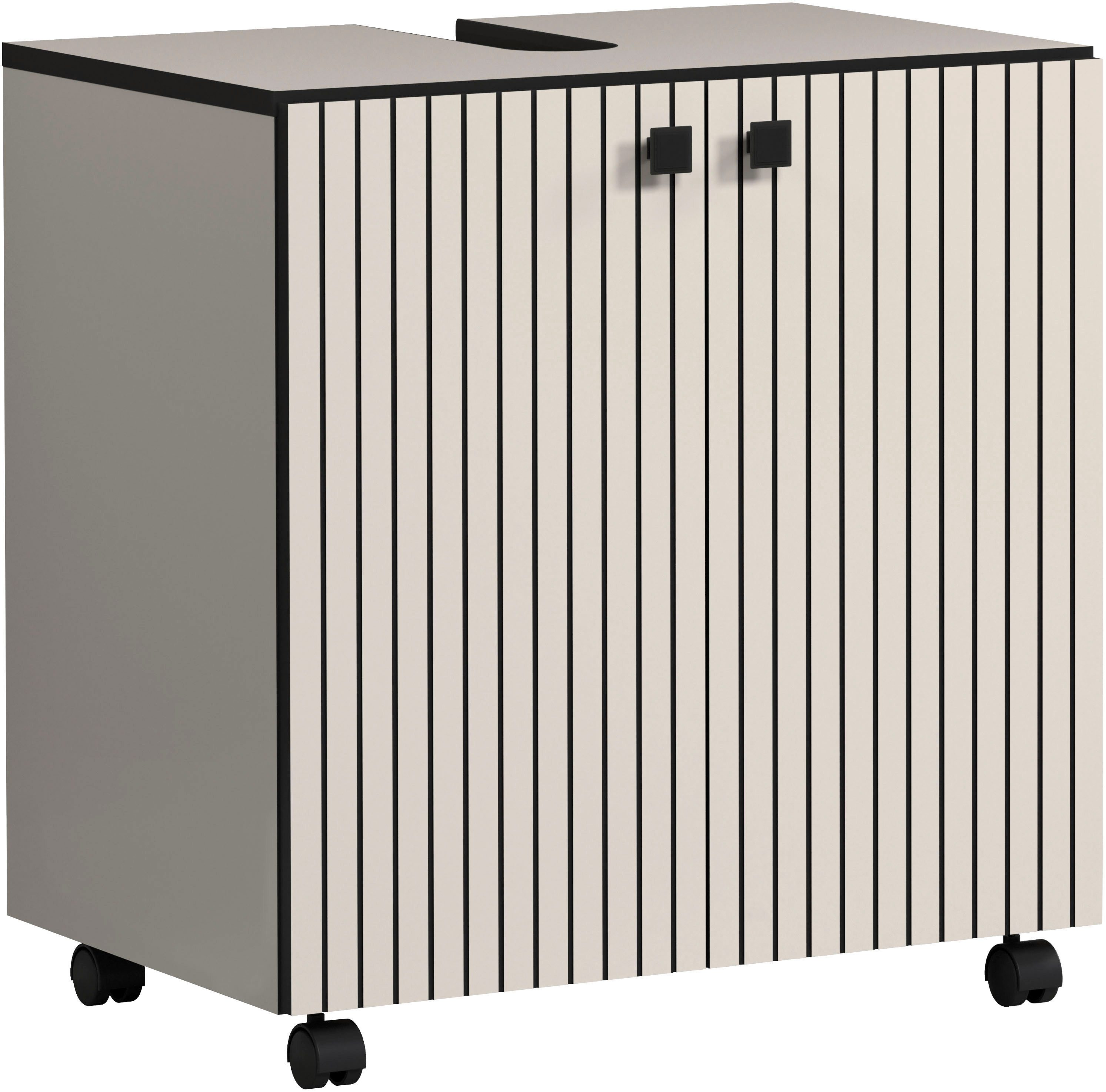 welltime Waschbeckenunterschrank Amrum Waschtisch auf Rollen - (B/T/H) wahlweise 60-80/42/64 cm – Bild 2 von 5