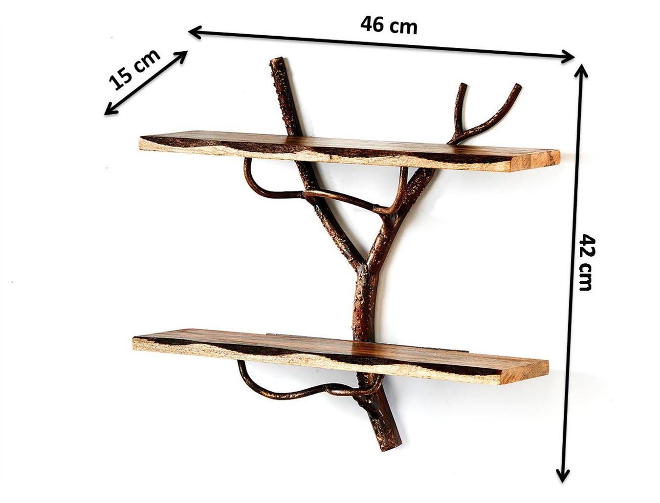 Kobolo Regal Wandregal Hängeregal -Ast Zweig- mit 2 Böden