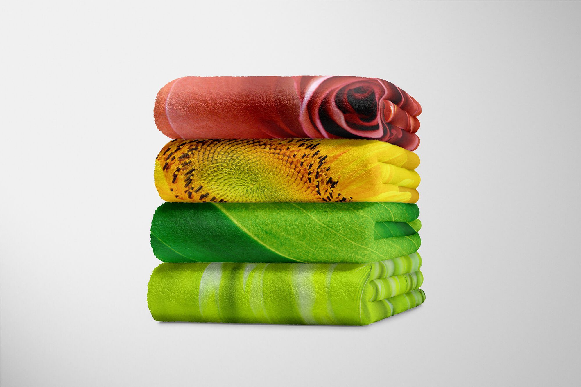 Sinus Art Handtücher Handtuch Strandhandtuch Nahau, (1-St), Baumwolle-Polyester-Mix mit Grünes Handtuch Saunatuch Fotomotiv Blatt Kuscheldecke