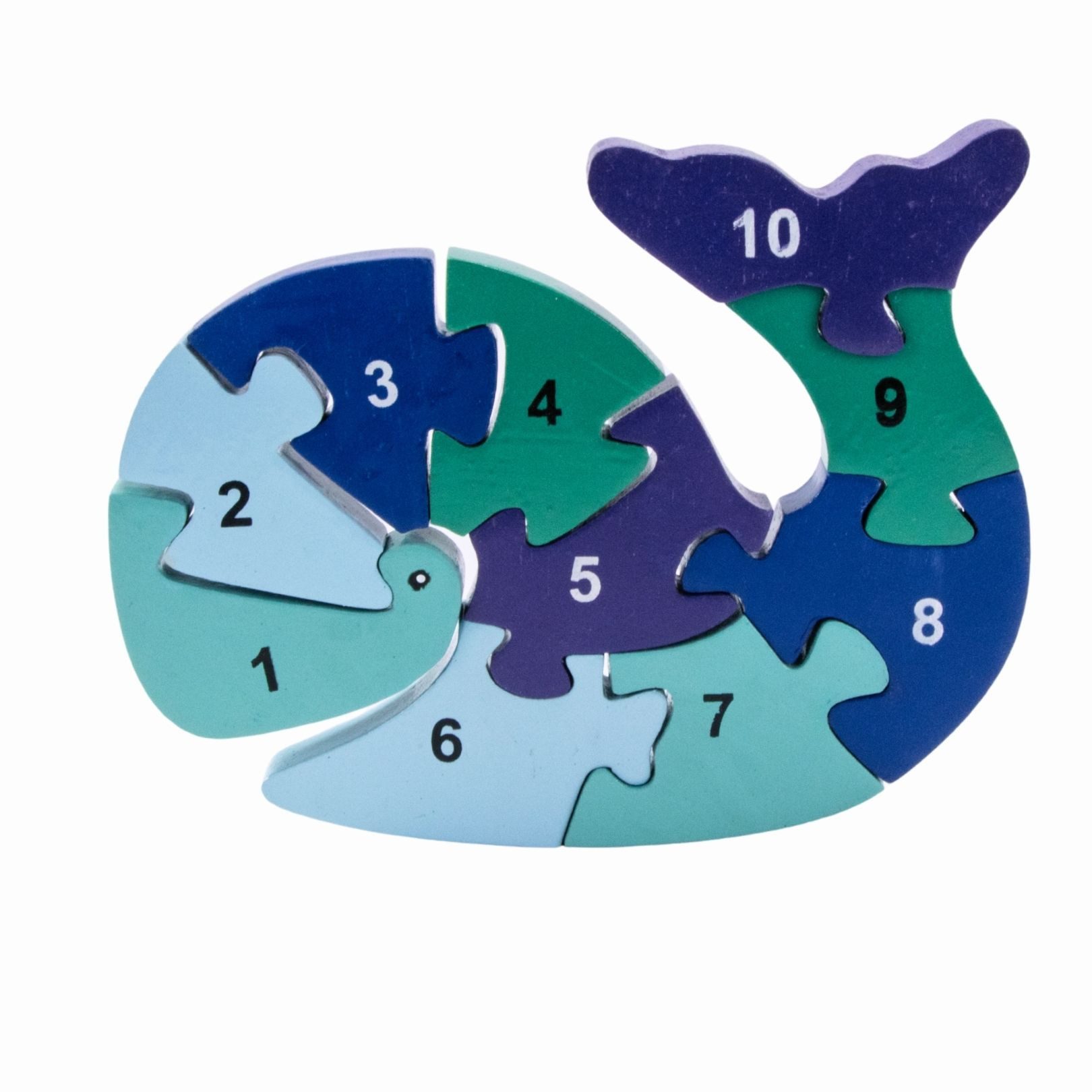 GICO Steckpuzzle Holzpuzzle Wal mit Zahlen von 1 bis 10- 3931, Puzzleteile