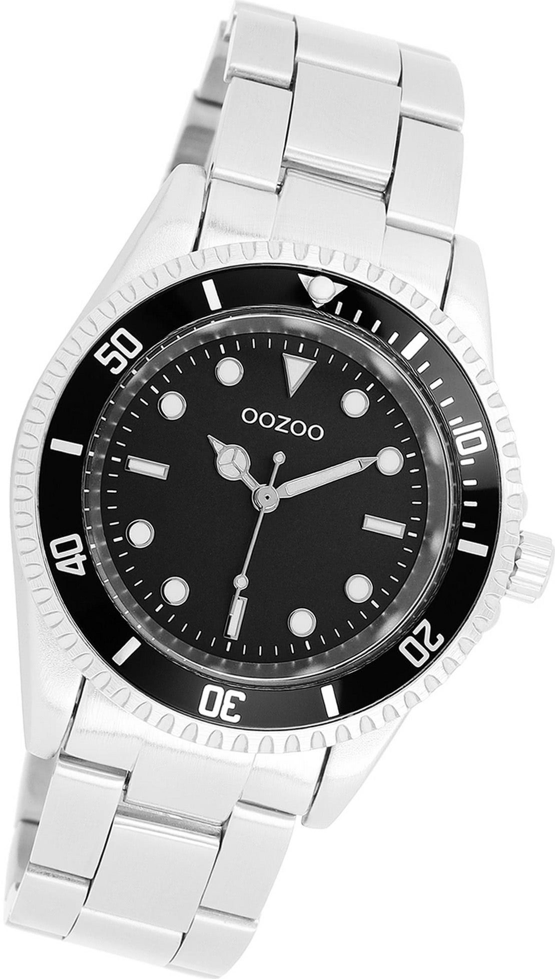 OOZOO Quarzuhr Oozoo Damen Armbanduhr Timepieces, Damenuhr Edelstahlarmband silber, rundes Gehäuse, mittel (ca. 36mm)