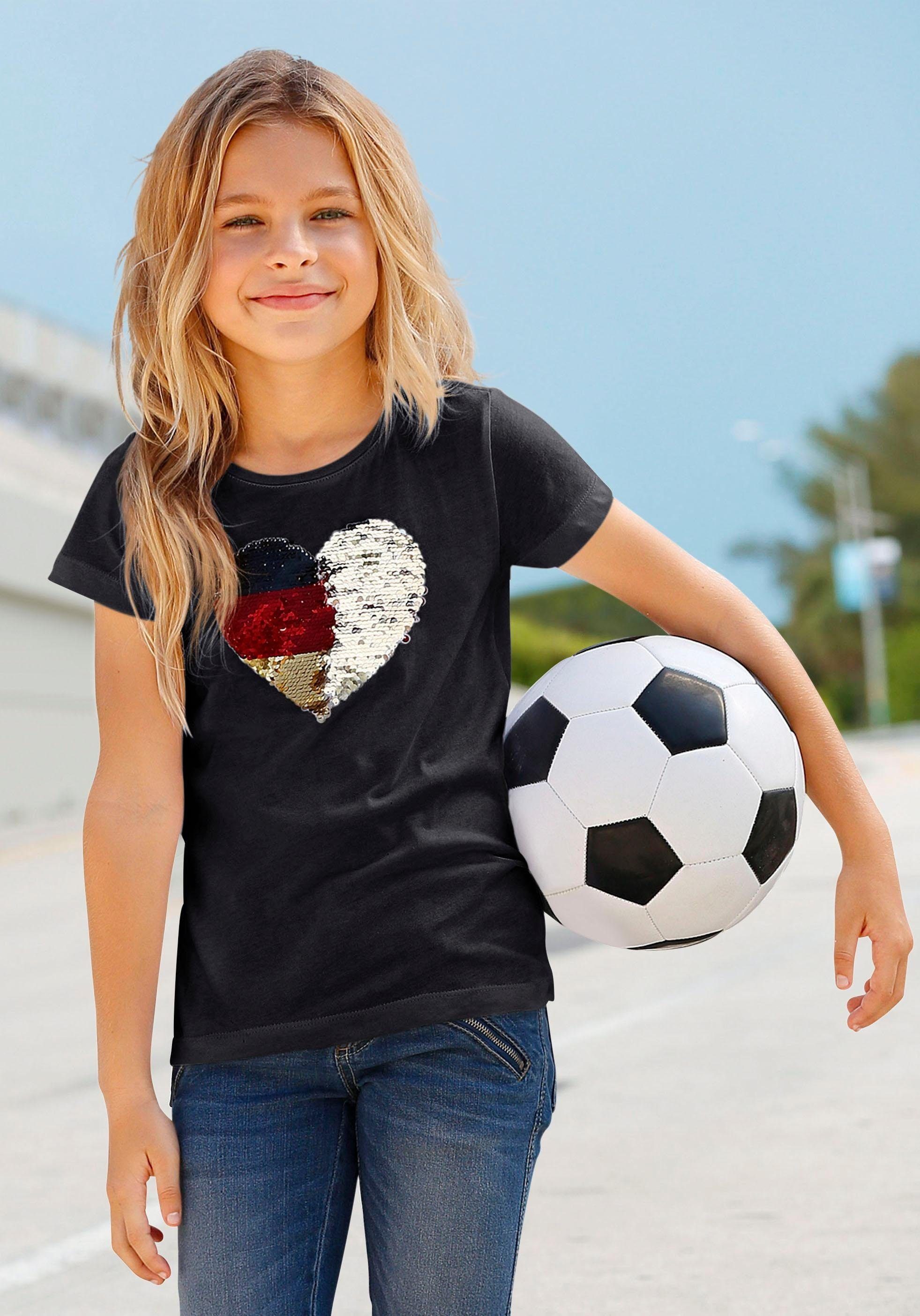 KIDSWORLD T-Shirt Fußballshirt mit Wendepailletten