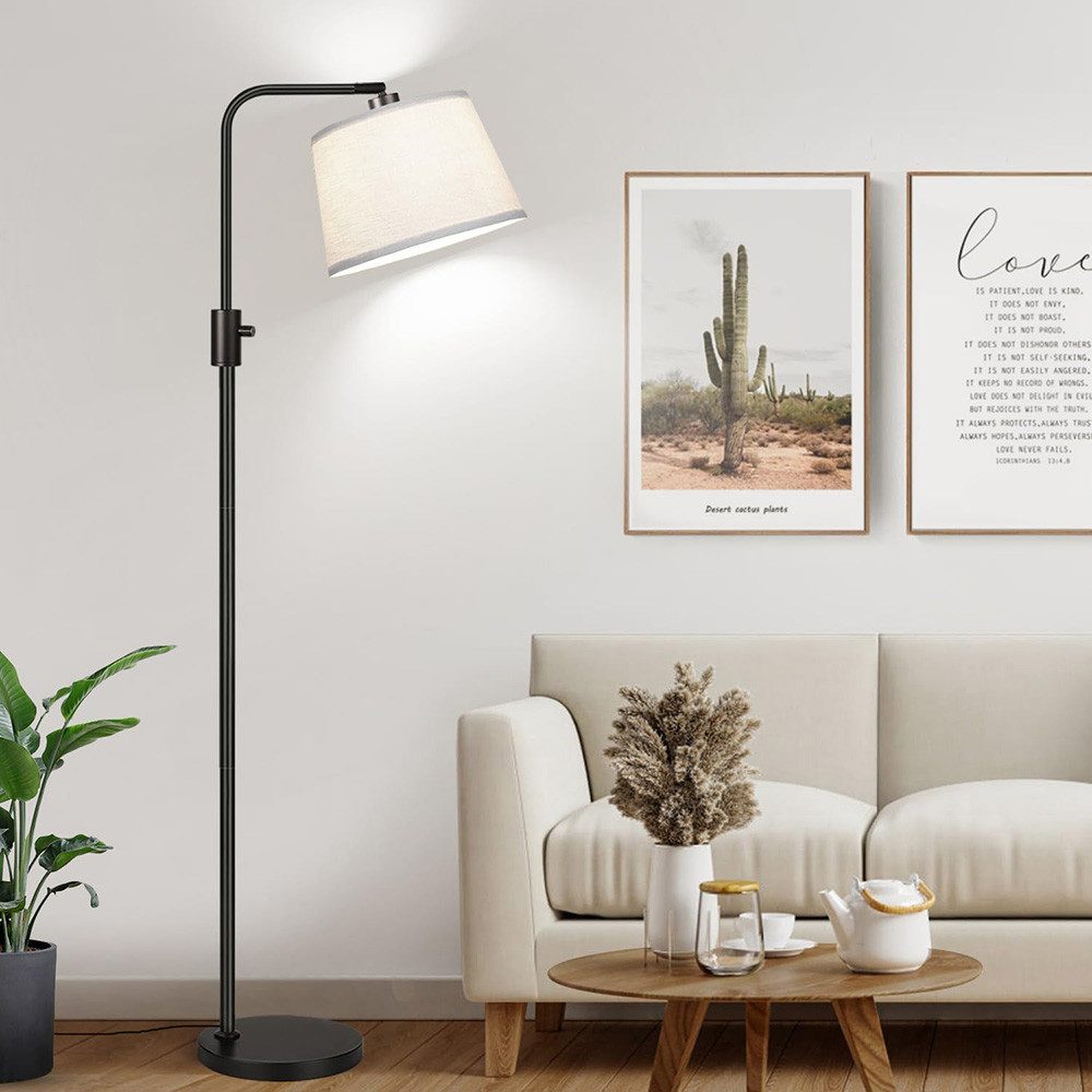 Jibenhome LED Stehlampe Wohnzimmer LED Bogenlampe mit Leinenschirm und Fußschalter, Dimmbare Stehlampe mit 3 Farbtemperaturen für Schlafzimmer, Büro