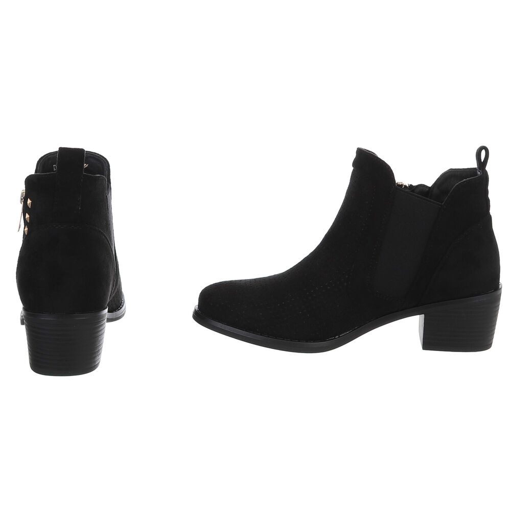Ital-Design Modische Stiefelette mit Reißverschluss und Perforation Sommerboots (91261340) Blockabsatz Stiefeletten in Schwarz – Bild 5 von 5