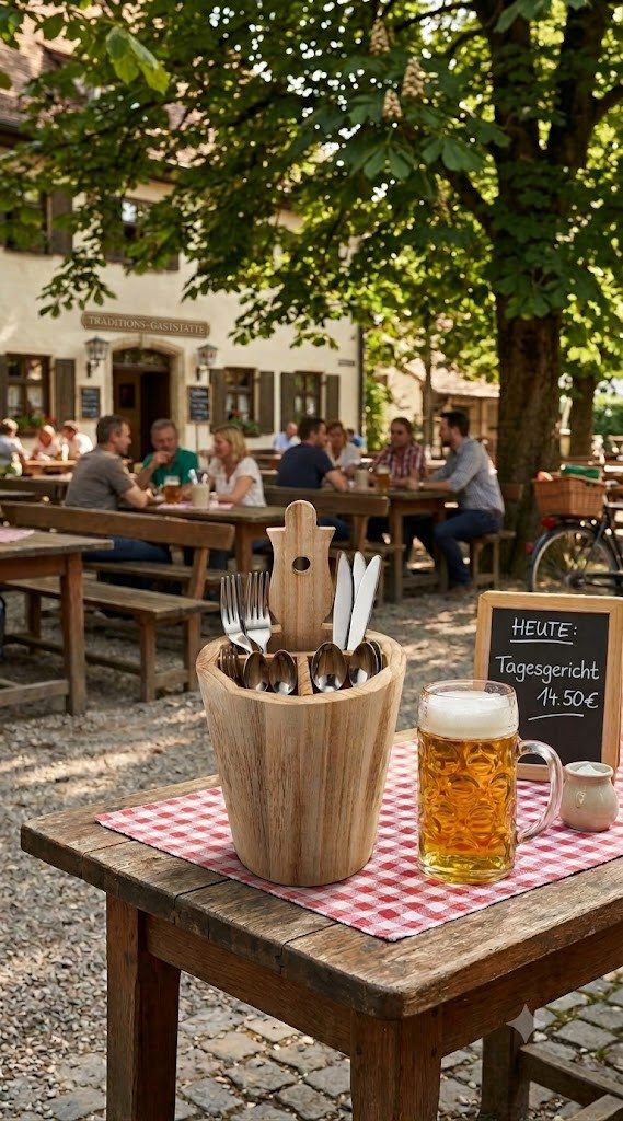 Sendez Besteckkorb Besteckbehälter mit drei Kammern Besteckfass Besteckkasten, Holz – Bild 3 von 4