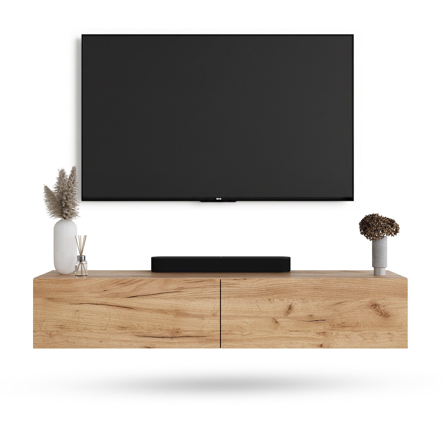 Planetmöbel TV-Board WEST (TV Lowboard, Fernsehschrank hängend oder stehend), Fernsehtisch 1x 160cm breit