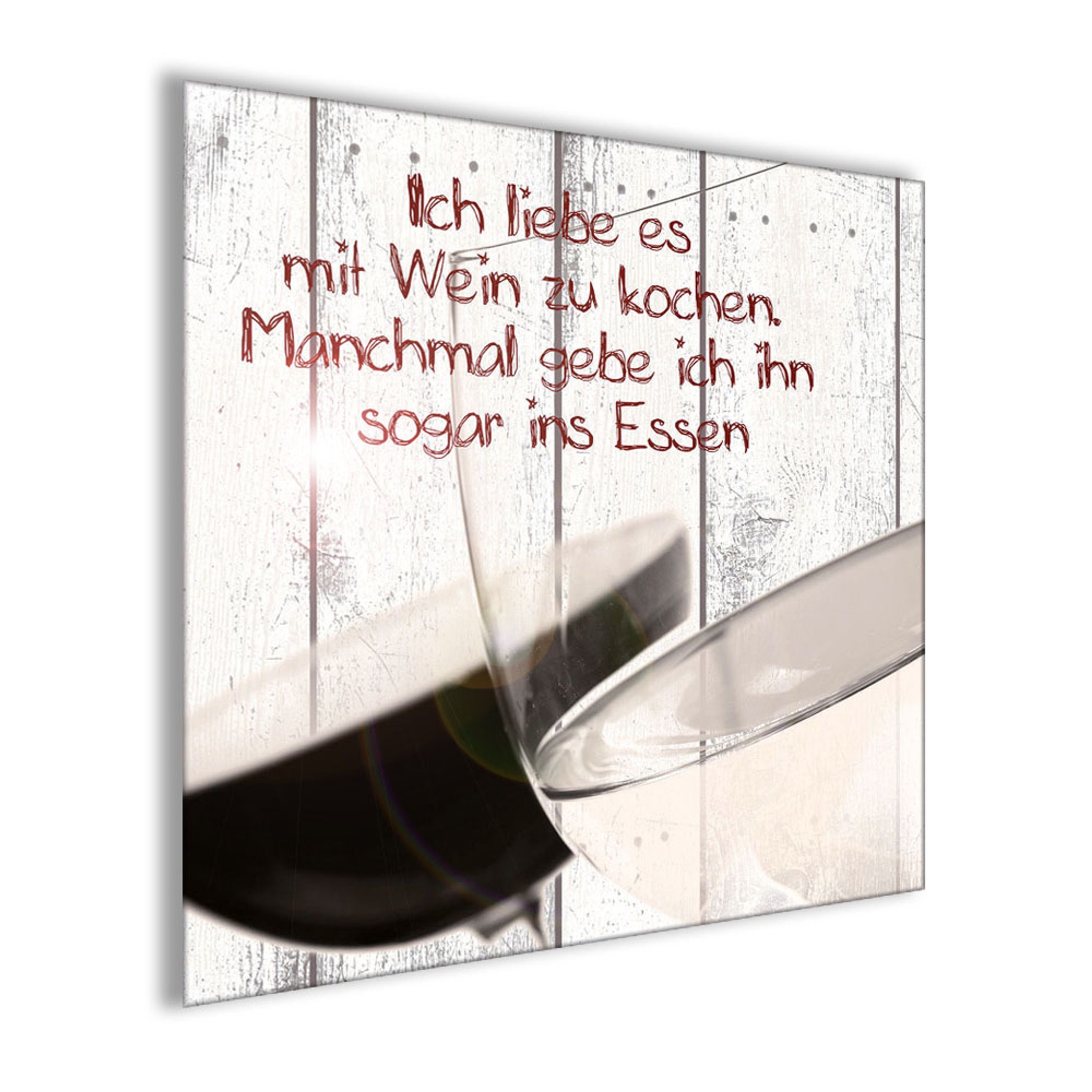 vintage, Wein Küche Glasbild Sprüche: Bild Spruch Zitat 30x30cm Wein Glasbild artissimo