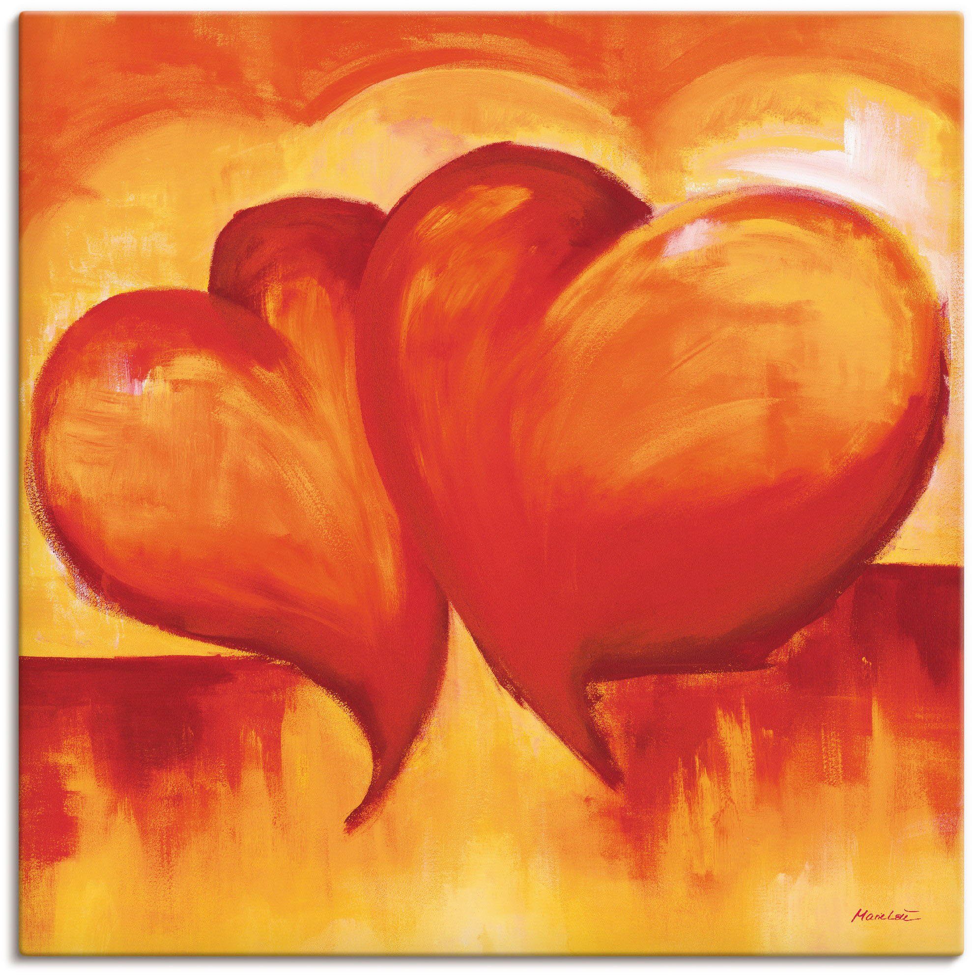Artland Wandbild Abstrakte Herzen - Orange, günstig online kaufen