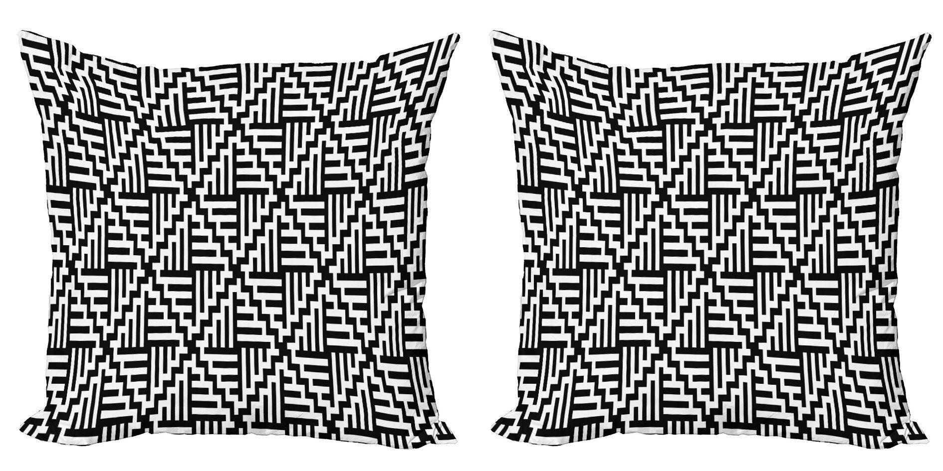 Kissenbezüge Modern Accent Doppelseitiger Digitaldruck, Abakuhaus (2 Stück), Abstrakt Bold Zigzags and Stripes | Kissenbezüge
