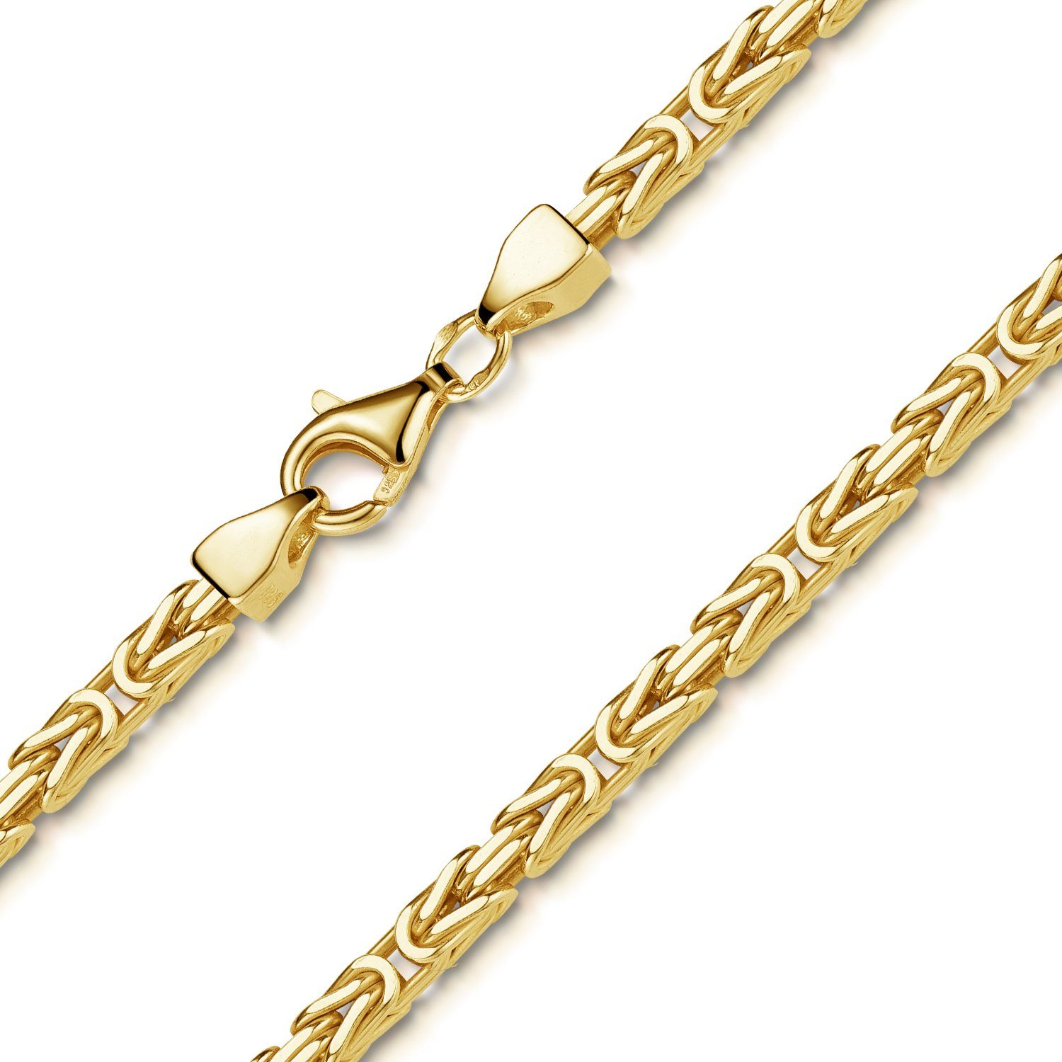 Materia Königsarmband Herren Gold Königskette massiv 3mm SA-152, Sterlingsilber, vergoldet