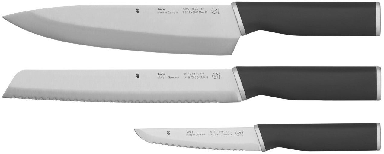 WMF Messer-Set Kineo 3-teilig rostfrei Kochmesser Brotmesser 20cm Allzweckmesser 12cm (3-tlg)