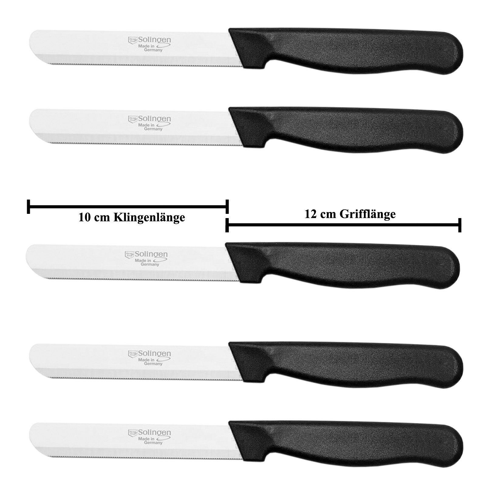 Visaggio Obstmesser Solingen Allzweckmesser Schälmesser Gemüsemesser Küchenmesser, Sägeschliff, Matt, Edelstahl, Zubereitungsmesser, Schmiermesser