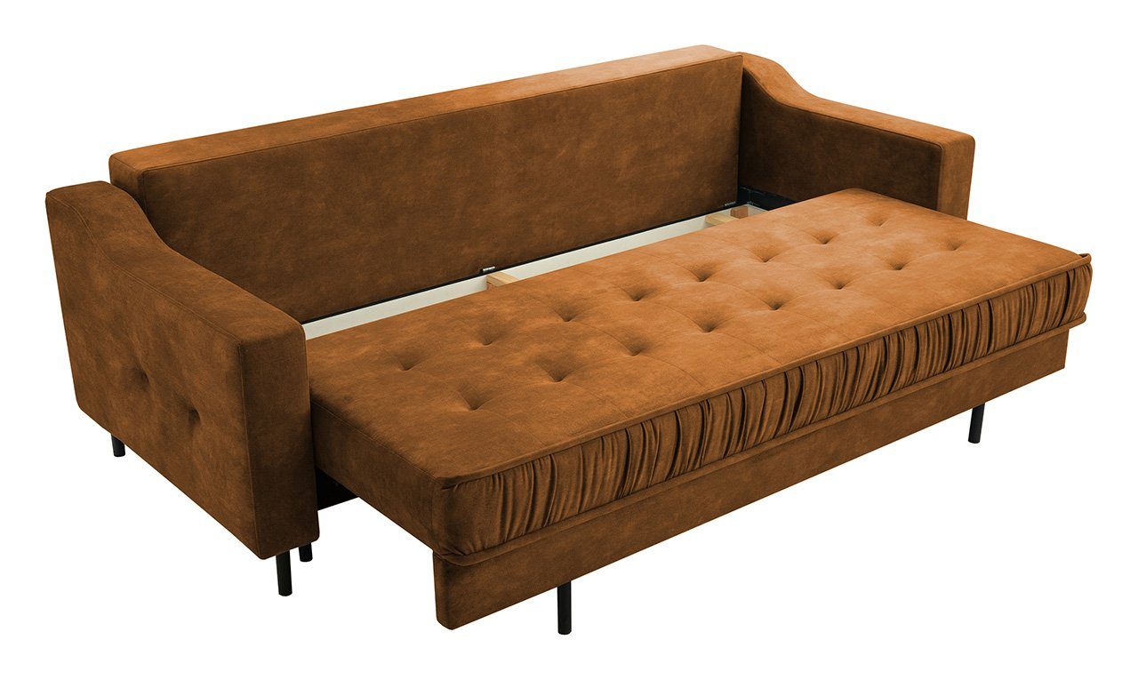 MÖBEL Schlaffunktion, Sitz gesteppter Kissen mit AREZZO, und Palladium MKS Dreisitzer-Sofa Orange Sofa