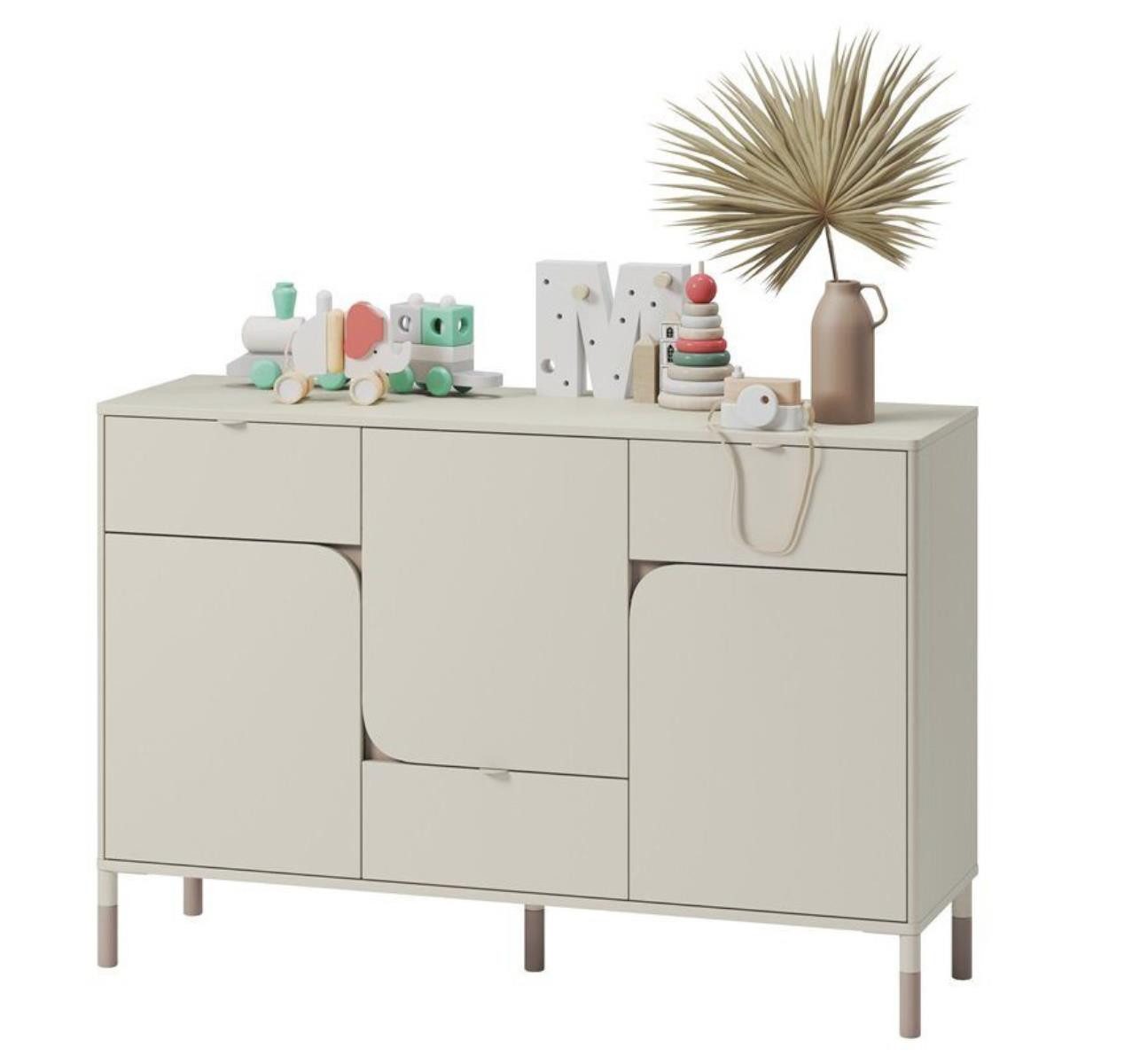 Compleo Kommode mit 3 Schubladen, 3 Türen, JUNA, modern Kinderzimmer