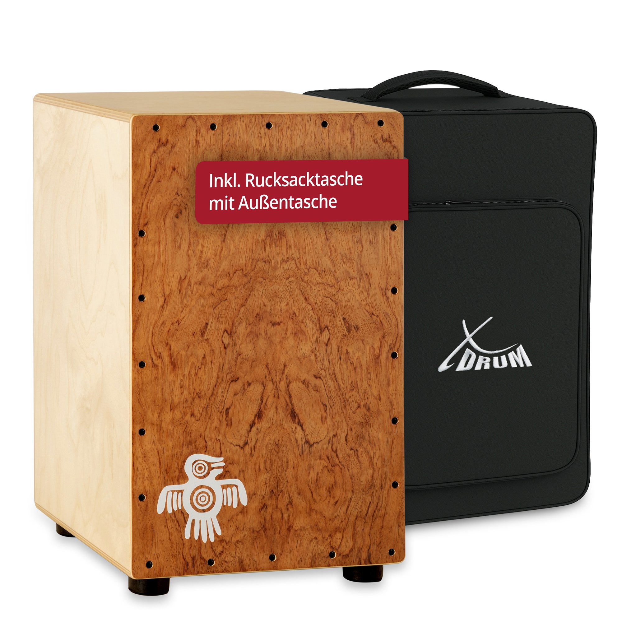 XDrum Cajon XDrum Cajon Peruana Hard Wood, inkl. Rucksack-Tasche, 3 mm Schlagplatte - 9 mm Birkenkorpus - 48 cm hoch