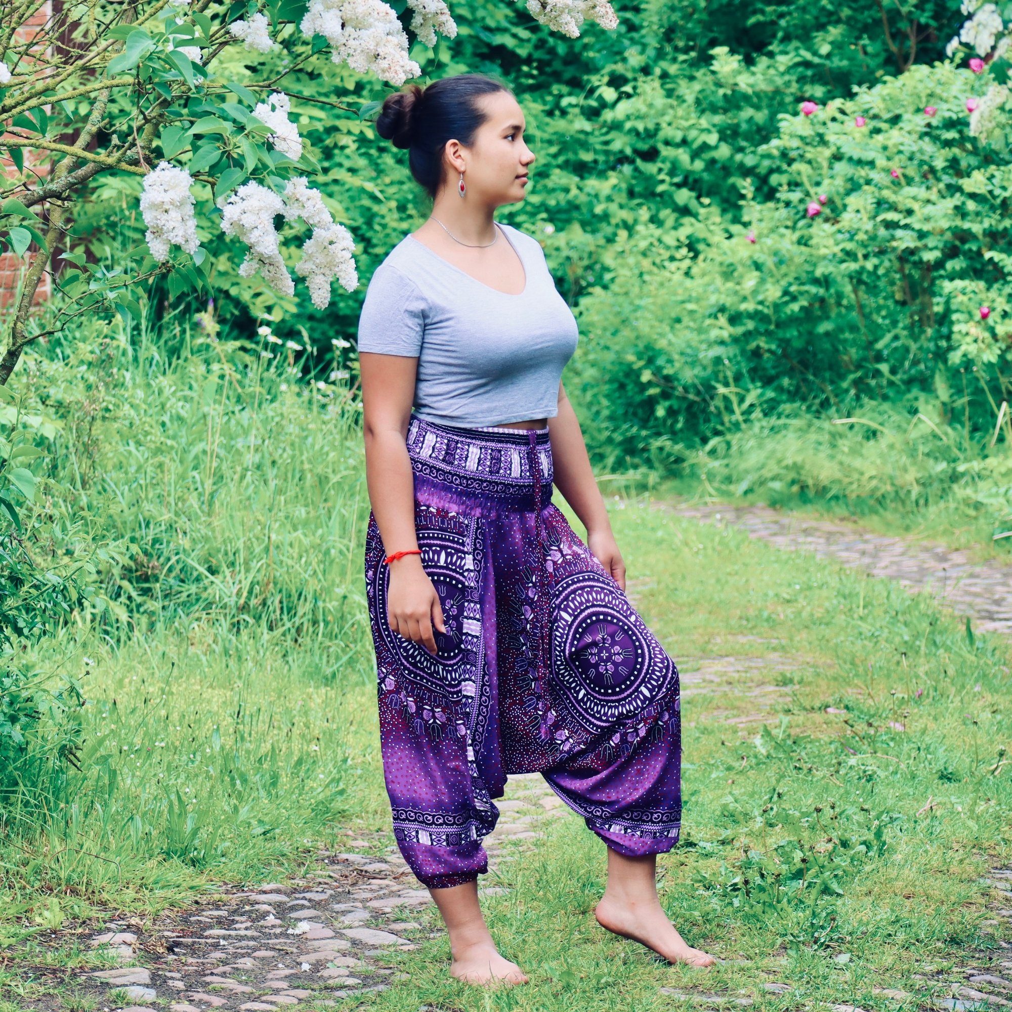 PANASIAM Haremshose Aladinhose für Kinder oder als 3/4-Hose Pumphose Freizeithose Haremshose als Caprihose aus hochwertiger natürlicher Viskose