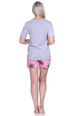 Normann Pyjama Damen Shorty Pyjama mit kurzen Shorts in Sterne-Optik - 123 10 783