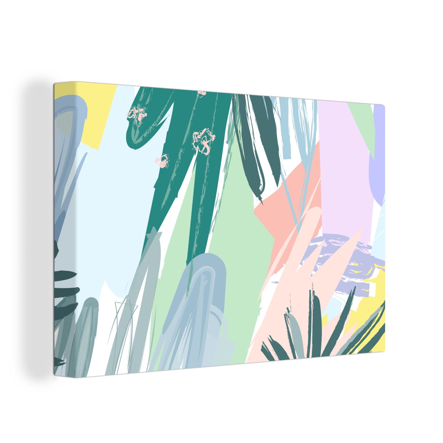 - Grün, Aufhängefertig, Leinwandbild cm - - OneMillionCanvasses® Wanddeko, (1 Fleck Sommer Wandbild Leinwandbilder, 30x20 St), Blatt