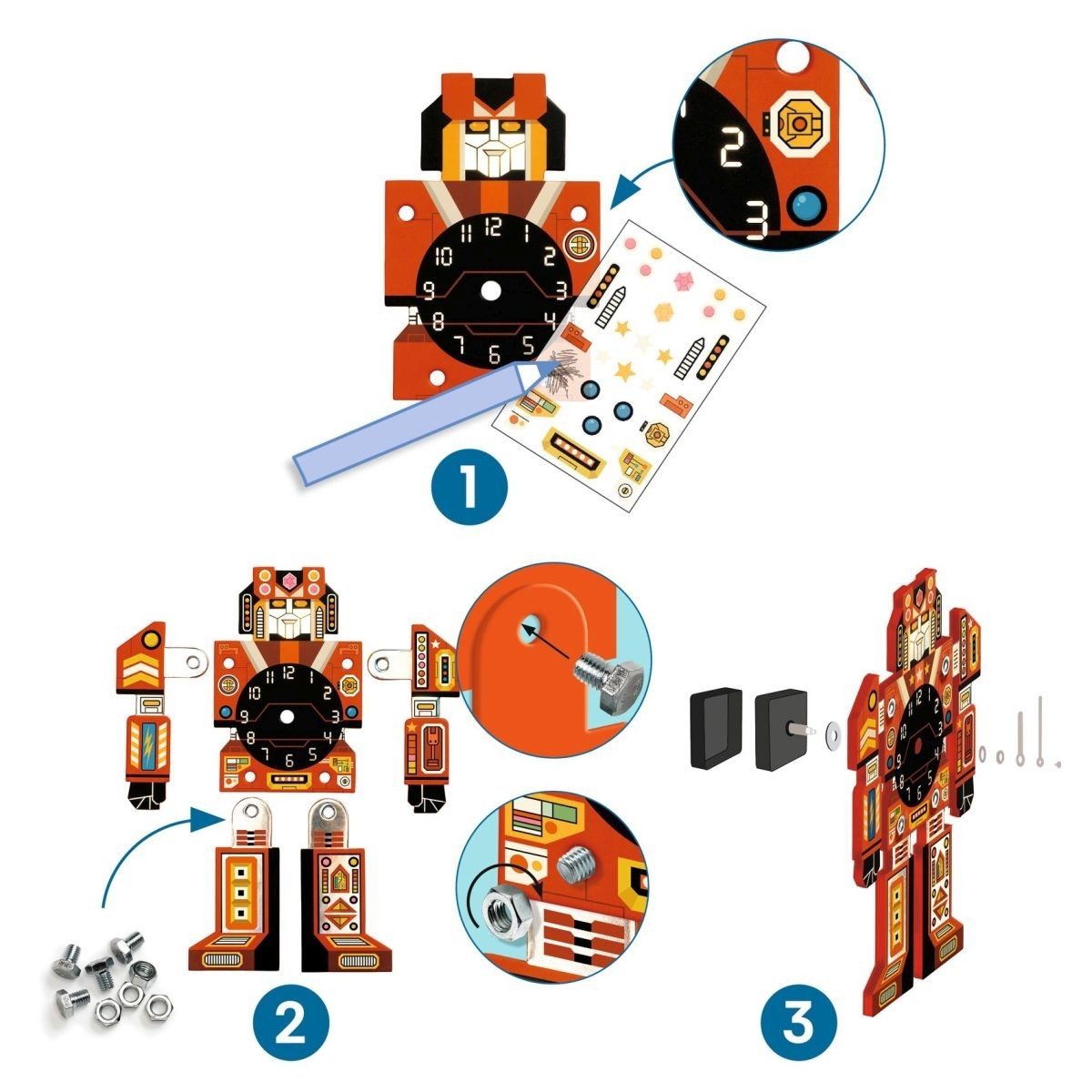DJECO Kreativset DIY: Wanduhr Roboter Bastelset für Kinder