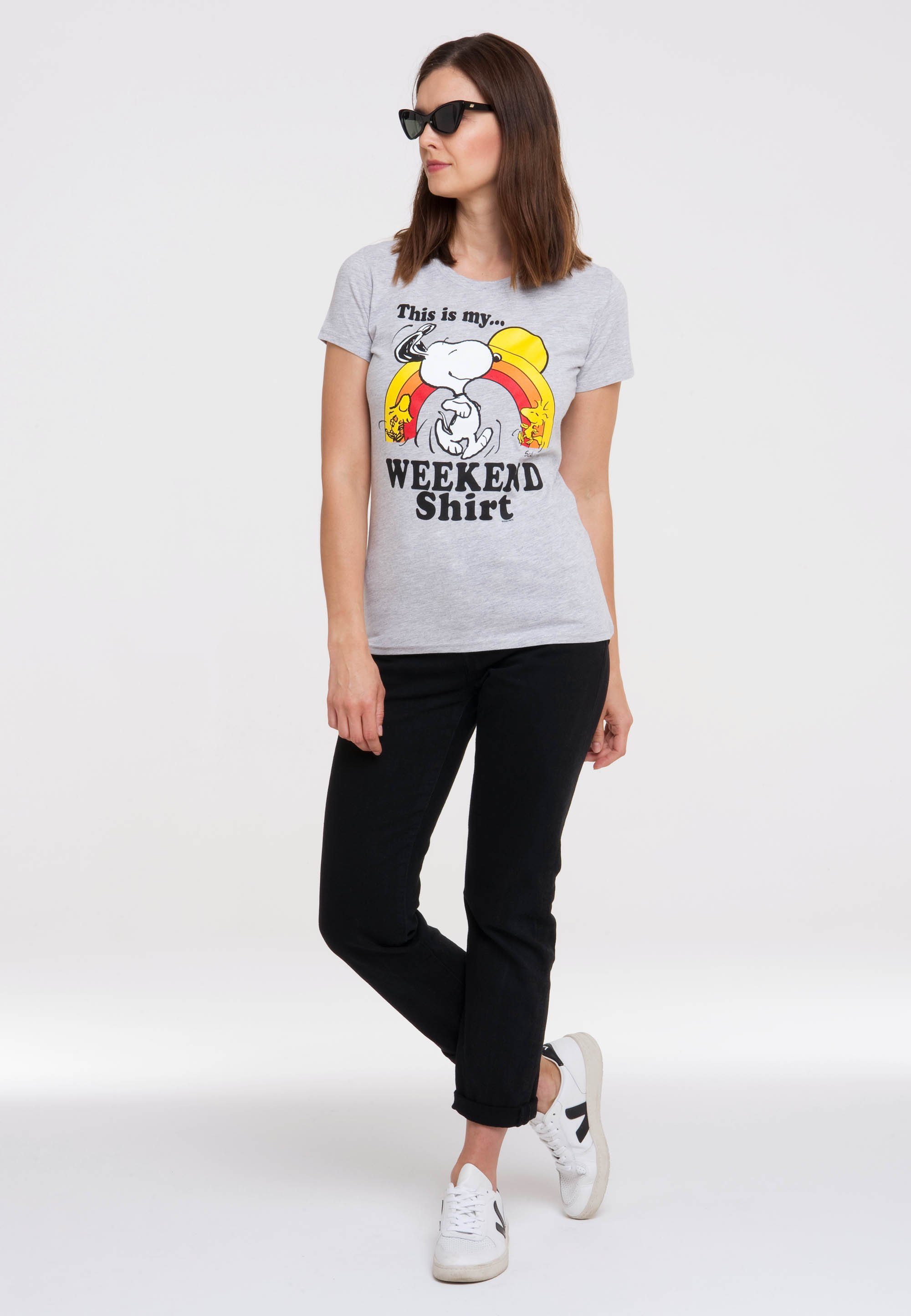 Peanuts - & lizenziertem mit Woodstock T-Shirt Snoopy - LOGOSHIRT Originaldesign Weekend
