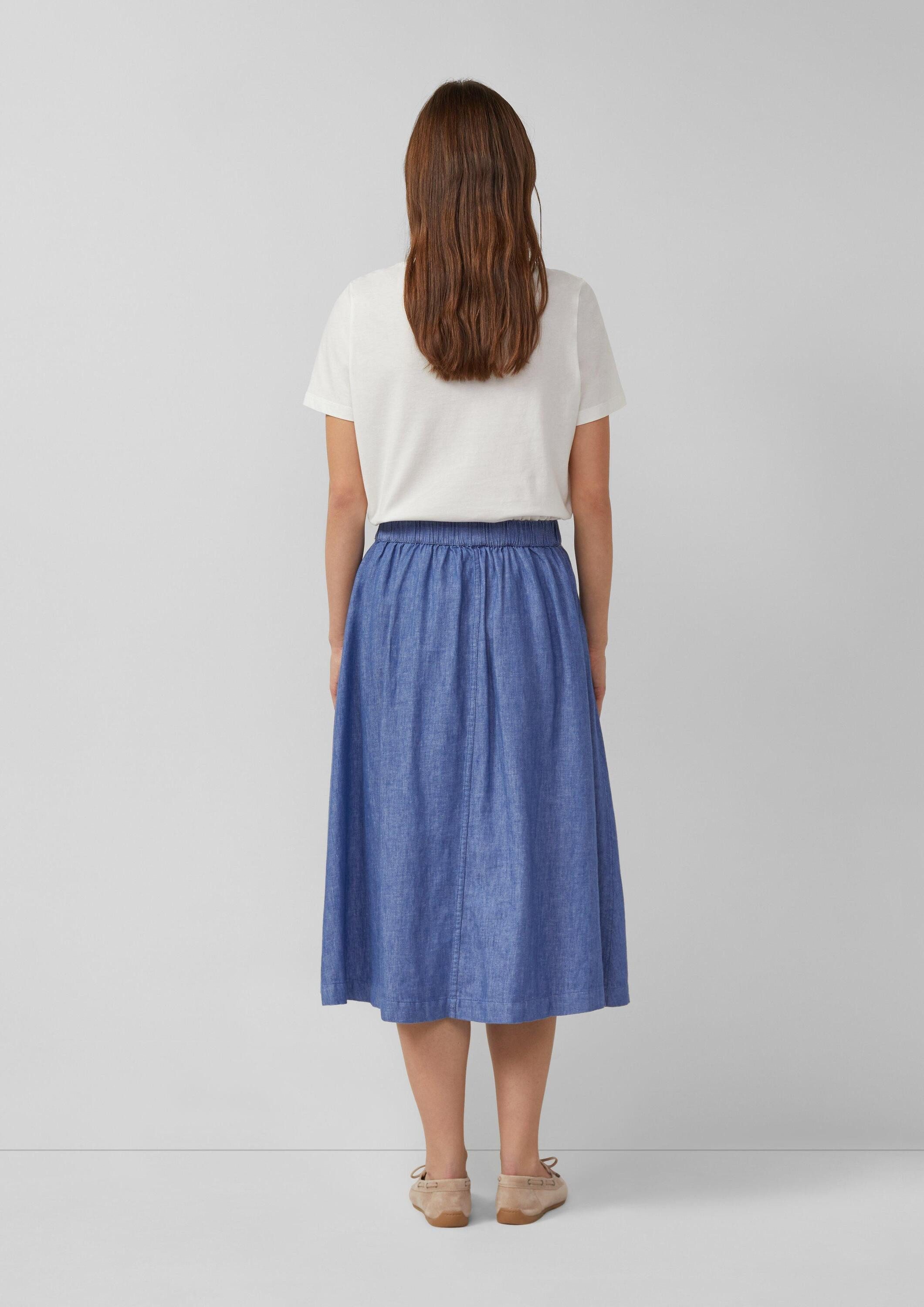 s.Oliver Midirock Rock A-Linien-Rock aus Leinenmix mit Elastikbund