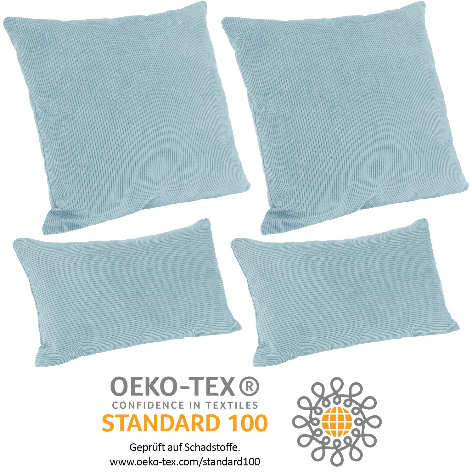 Selfitex Dekokissen 4er Set Cord Kissen inkl. Füllkissen, 2x 50x50 & 2x 30x50, robuster Bezug mit satten Farben, weiches Füllkissen