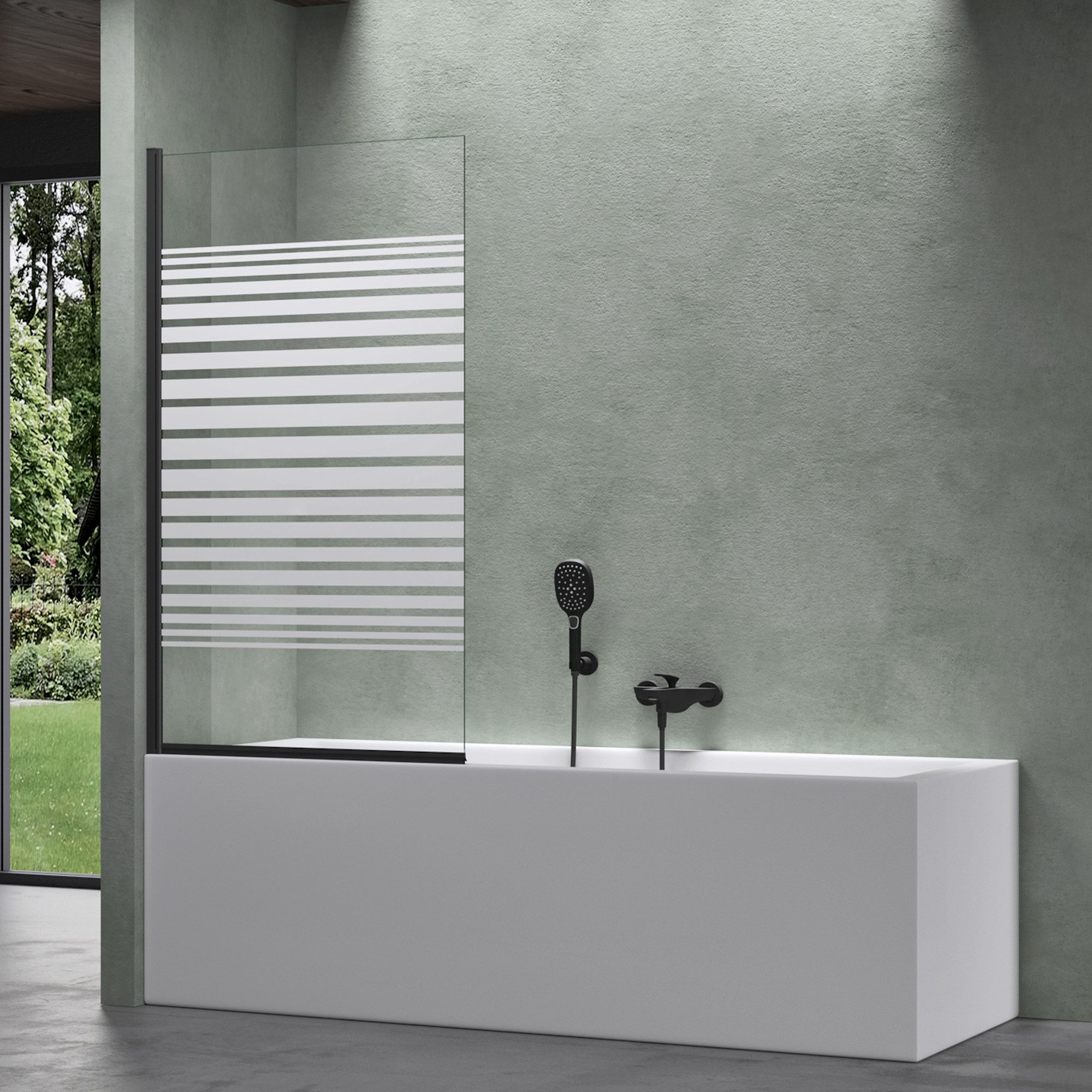 Thumbnail - Mai & Mai Badewannenaufsatz Duschwand für Badewanne Badewannenfaltwand ESG GLAS NANO C201