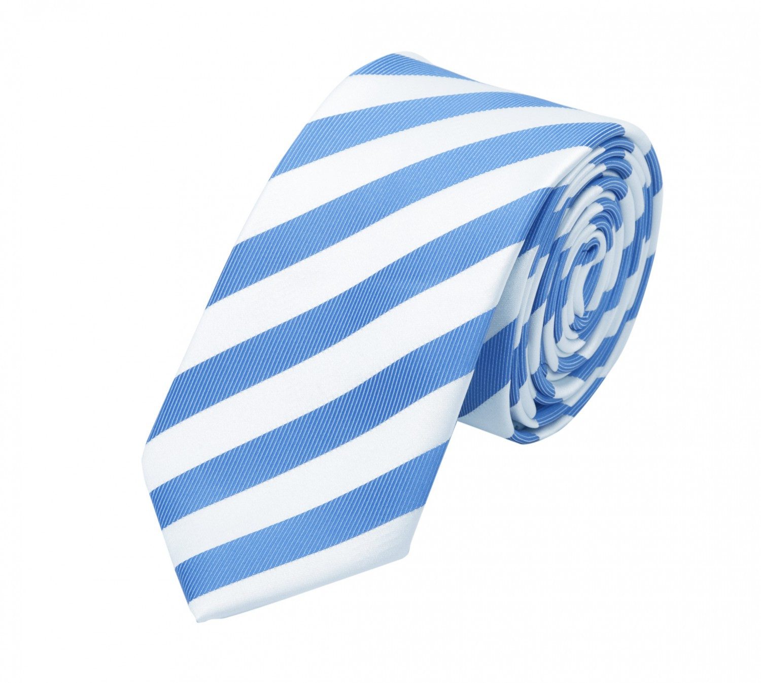 Fabio Farini Krawatte gestreifte Herren Krawatte - Tie mit Streifen in 6cm oder 8cm Breite (ohne Box, Gestreift) Schmal (6cm), Royalblau/Weiß