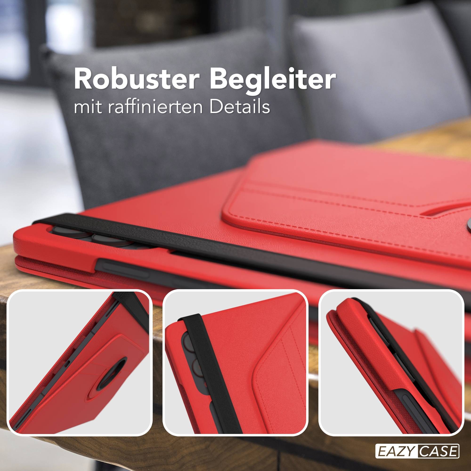 EAZY CASE Tablet-Hülle Rotationcase für Samsung Galaxy Tab S11 Ultra 14,6 Zoll, Tabletcase Flipcover Smart kratzfest Hülle aufstellbar drehend Rot – Bild 4 von 5