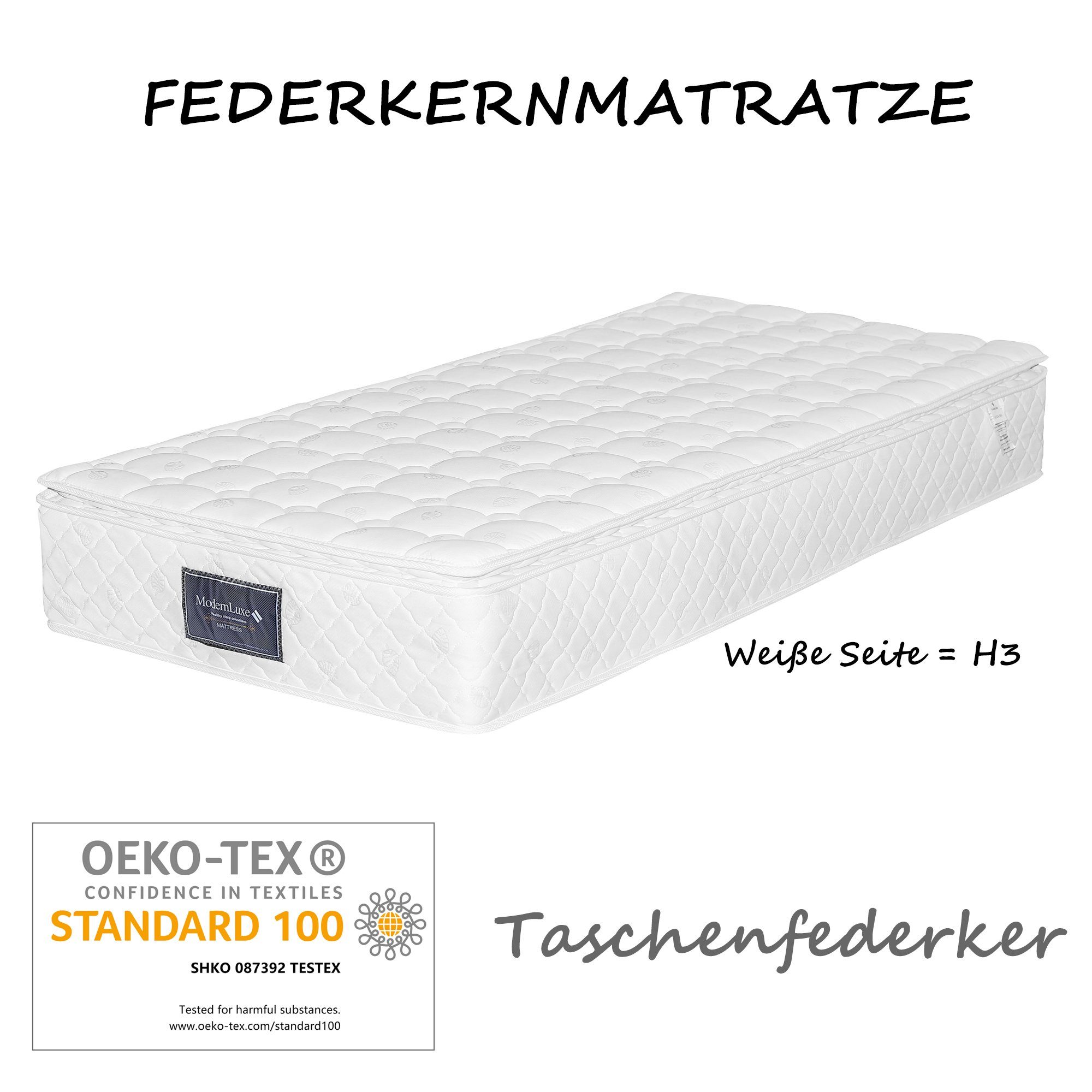 Federkernmatratze Federkern Matratze Taschenfederkernmatratze 7 Matratze Kaltschaum, Taschenfederker), 25 WISHDOR, ohne 160x200cm Zonen (nur Bett, cm hoch