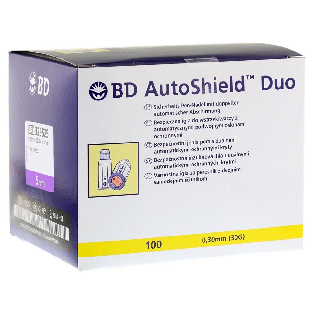 Becton Dickinson Lanzetten BD AutoShield DUO Sicherheits-Pen-Nadel 5 mm, 30,00G, 100 St., Spar-Set, Kompatibilität mit allen gängigen Insulinpens, 100 tlg., Automatische doppelte Abschirmung