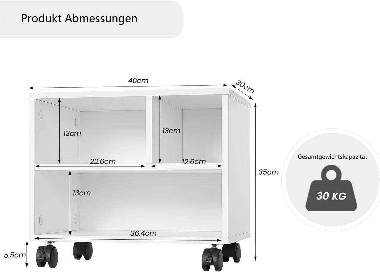 Woltu Aktenschrank (1-St) Druckertisch mit Rädern, ürocontainer rollbar