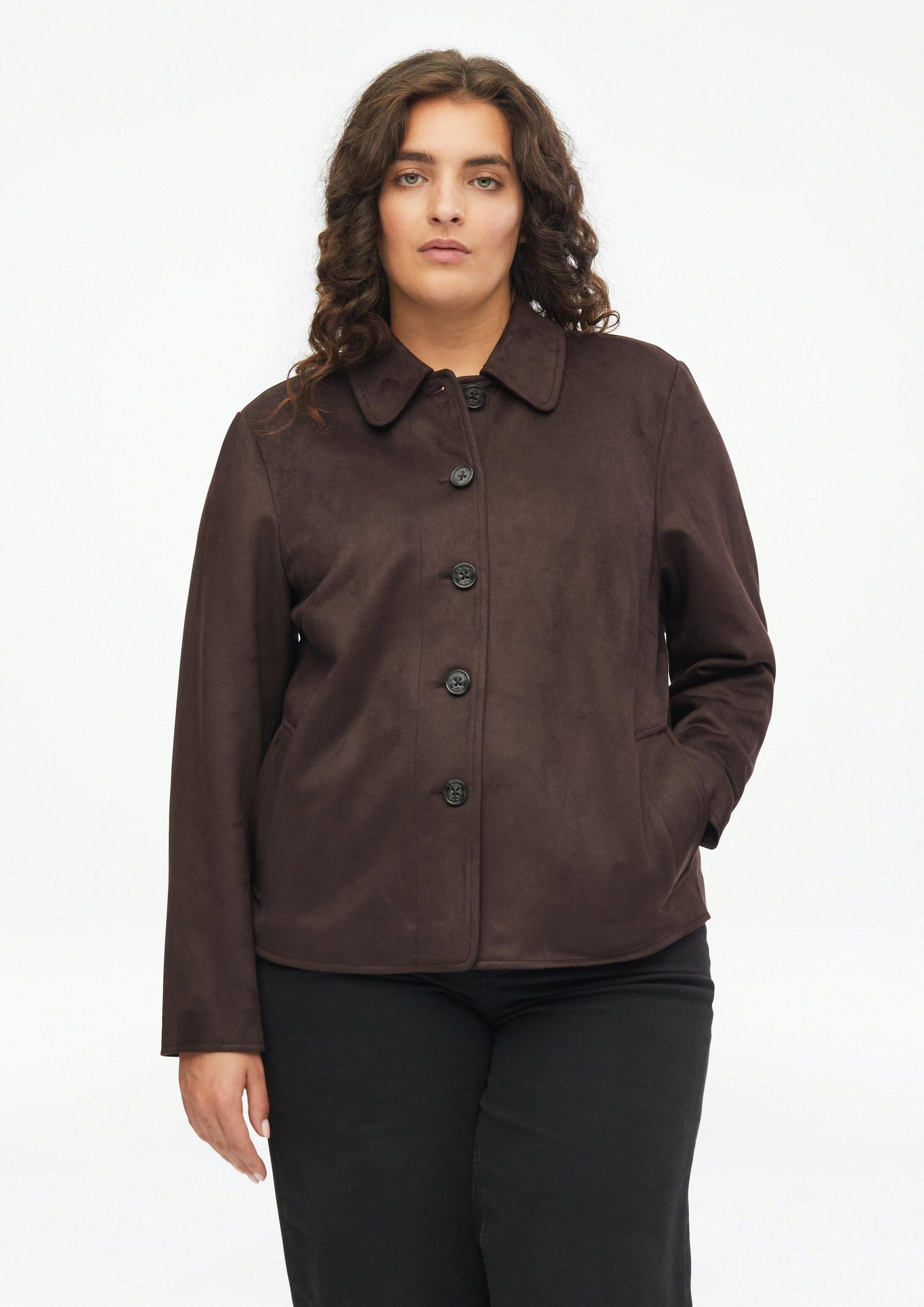 s.Oliver Hemdjacke Indoor-Jacke Jacke in Veloursleder-Optik mit Hemdkragen