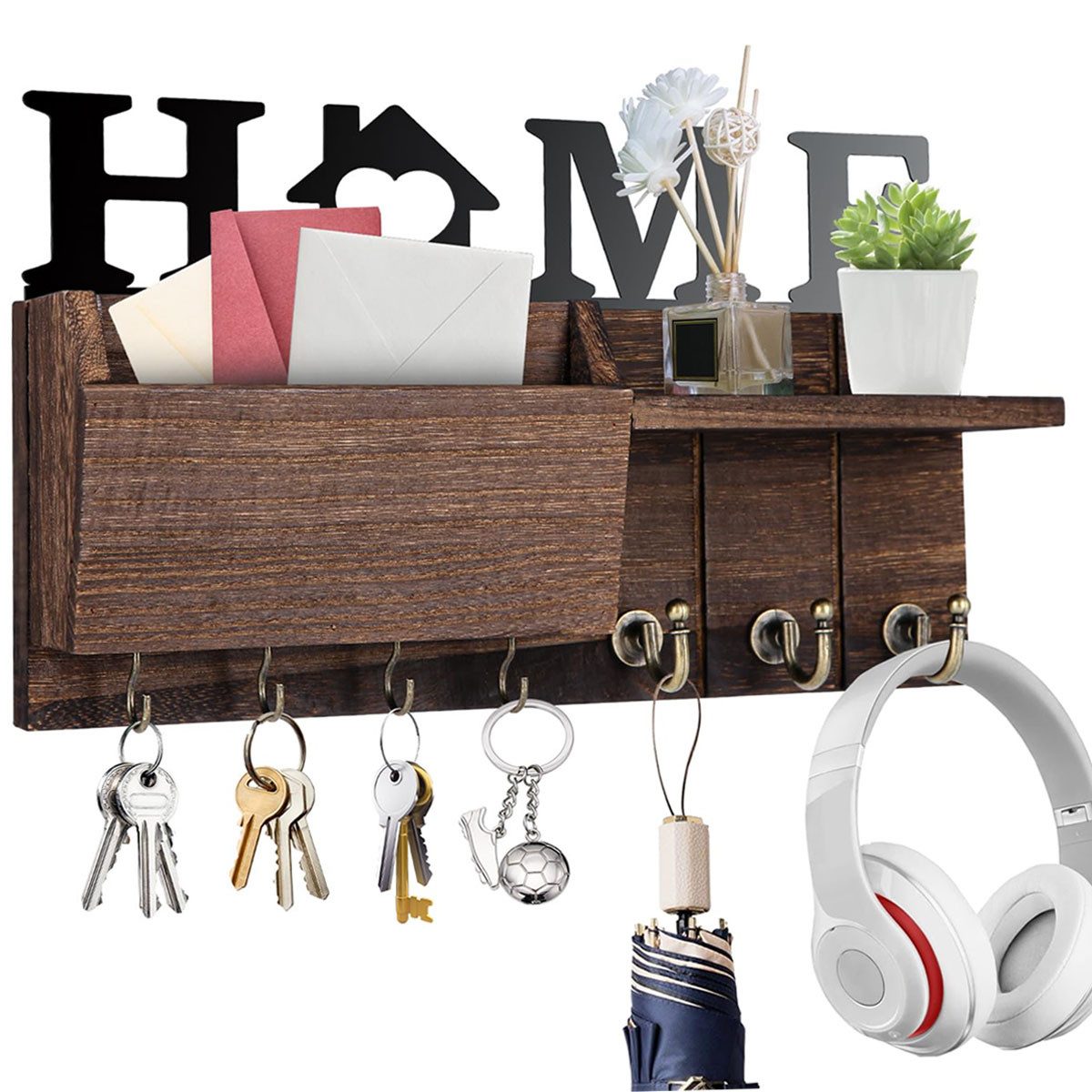 SURFOU Schlüsselbrett Schlüsselhaken aus Holz mit Ablage – Vintage schlüsse günstig online kaufen